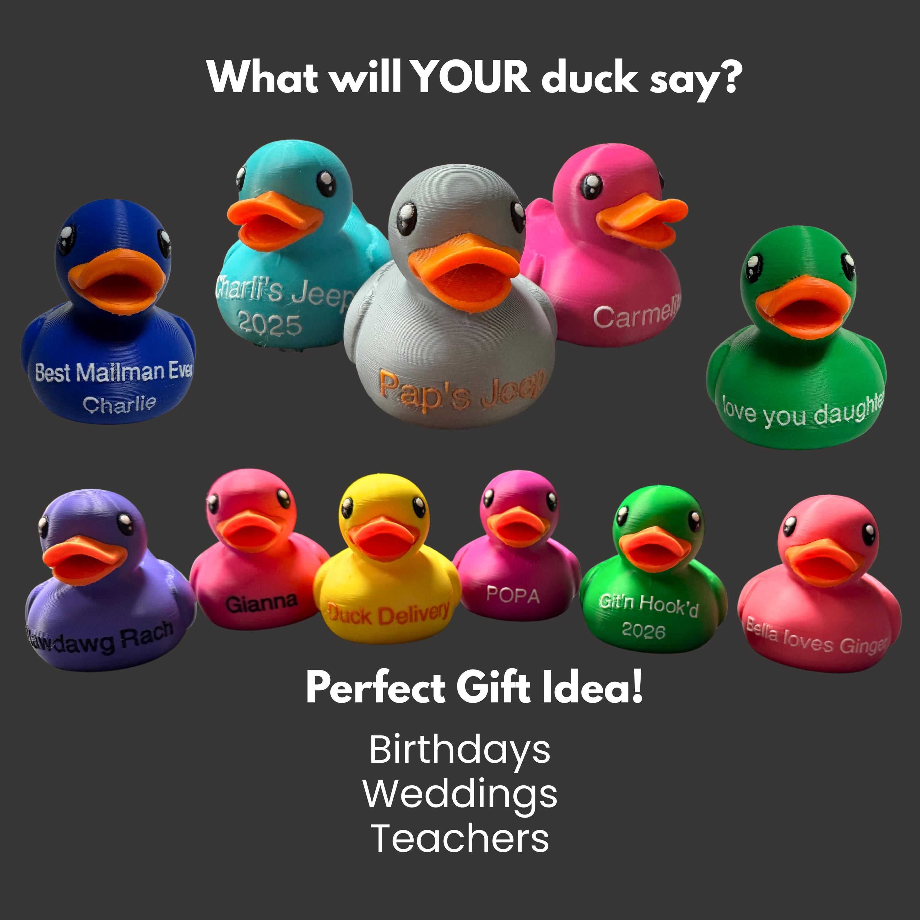 Custom 3D Printed Duck Personalized Name Duck Custom Text Duck Jeep-4x4 Dashboard Ducking Accessory Birthday Gift Funny Duck Unique Gift