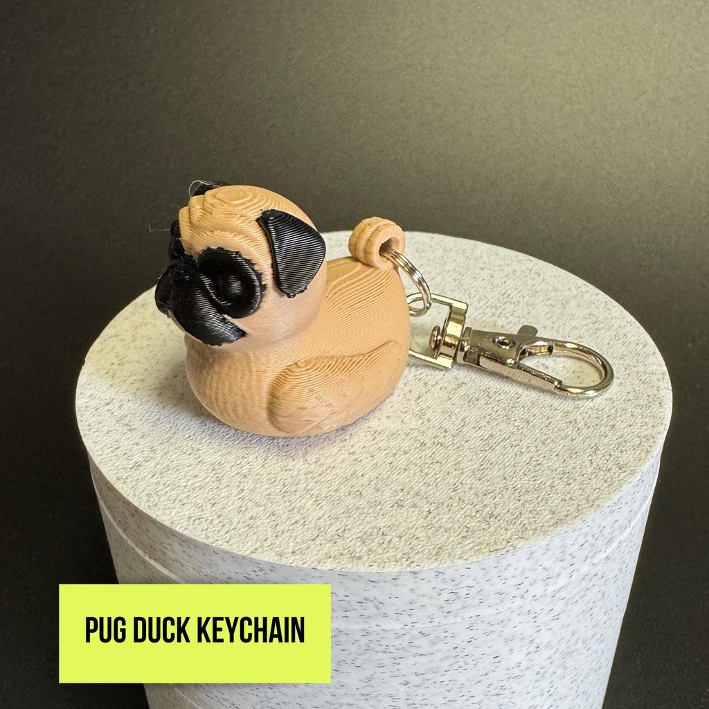 Pug Duck Ornament 4x4 Ducking Gift Idea Dashboard Decoration Collectible Dog Figurine Trail Surprise Toy Accessory Mirror Hanging Vehicle