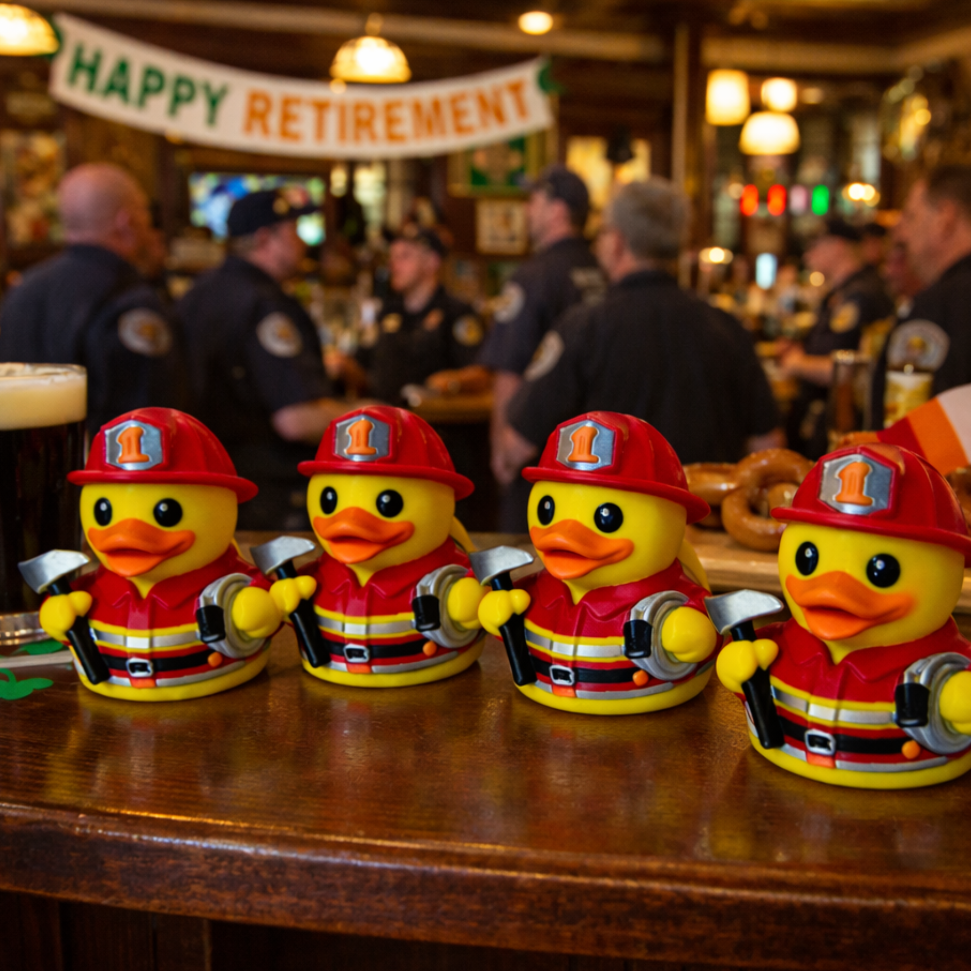 Firefighter Duck Figure Dashboard Ducking Decoration Car Accessory Toy Fireman Desk Ornament Collectible Firefighter Gift Party Favor