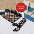 Compact Travel Chess & Checkers Set | Roll-Up Board for Flights, Road Trips & Camping