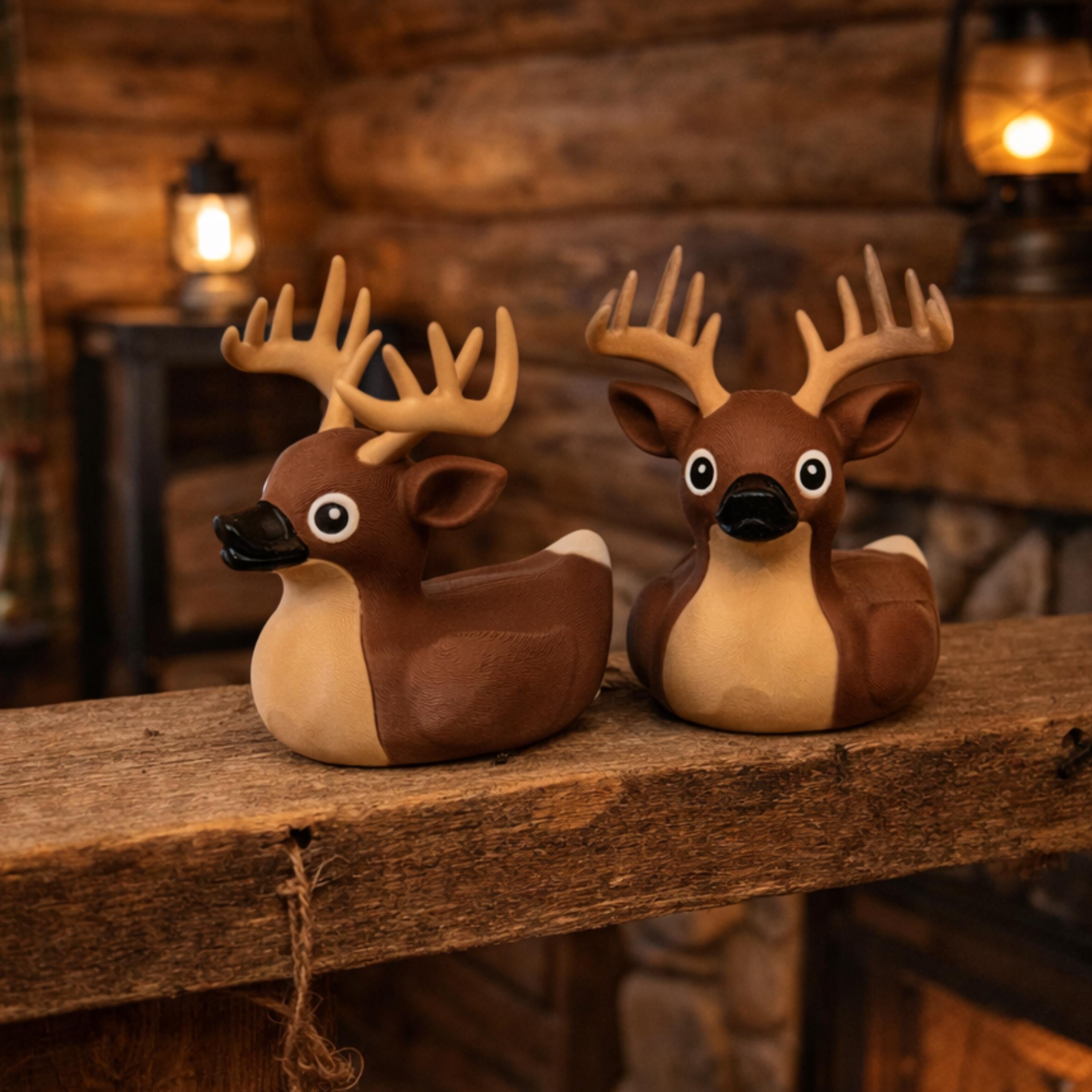 Whitetail Deer Duck - 4x4 Ducking Gift Hunting Cabin Decor Dashboard Decoration Hunter Gift Buck Antler