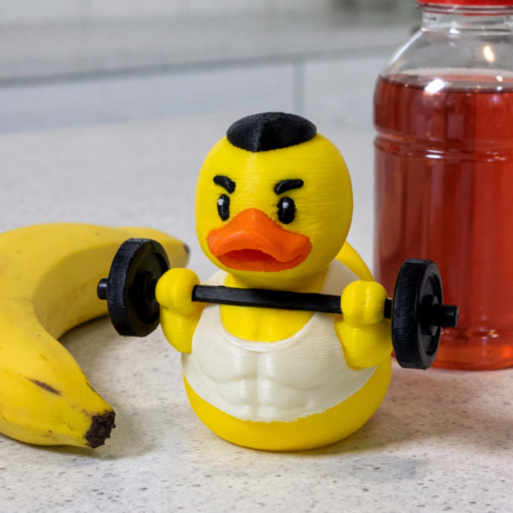 Weightlifting Duck | Gym Rat Gift, Fitness Birthday Present, Desk Decor & 4x4 Ducking Accessory