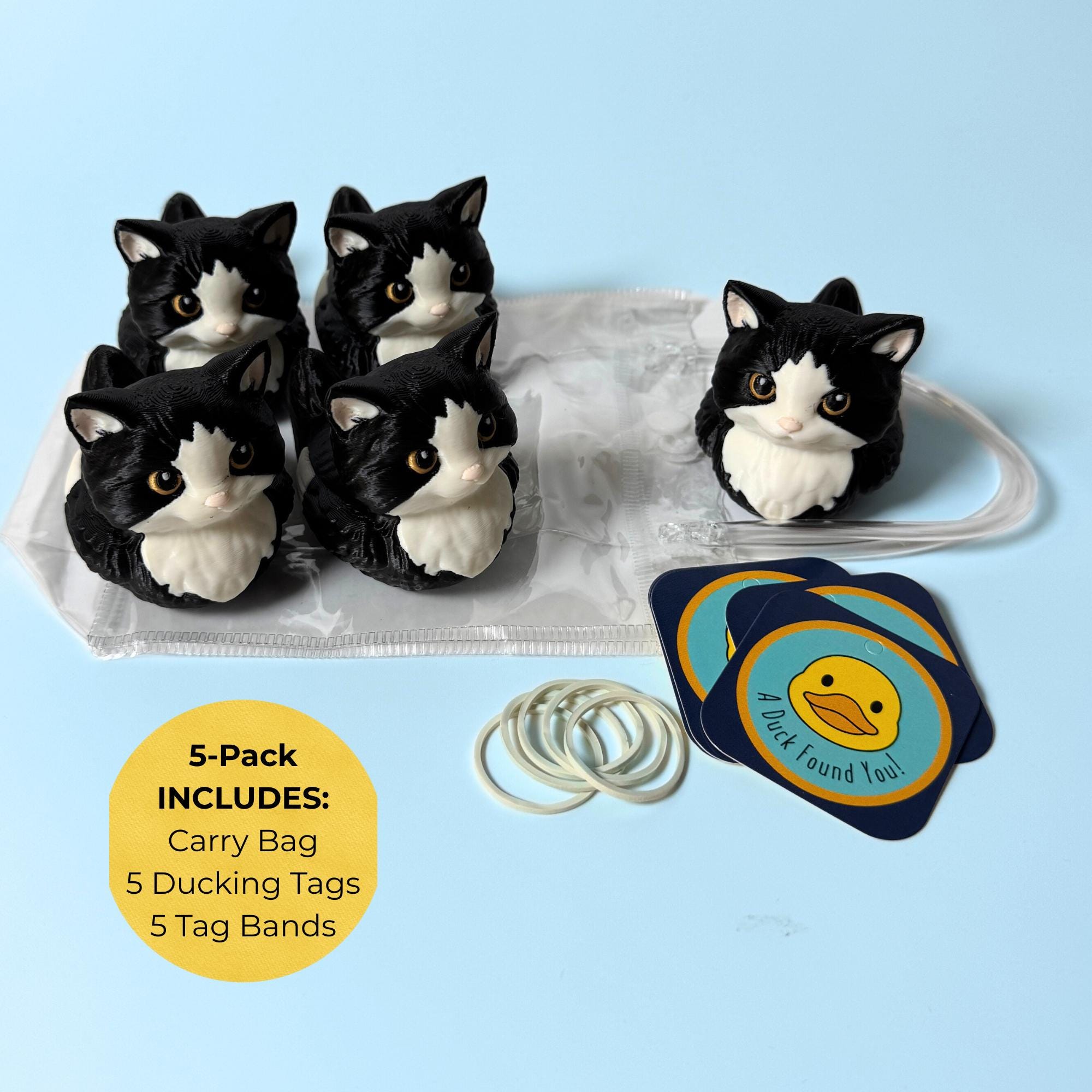 Tuxedo Cat Duck - 4x4 Ducking Gift Dashboard Decoration Cruise Hide Seek Cat Lover Gift Black White Kitty