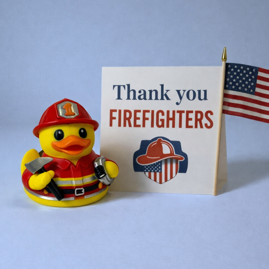 Firefighter Duck Figure Dashboard Ducking Decoration Car Accessory Toy Fireman Desk Ornament Collectible Firefighter Gift Party Favor