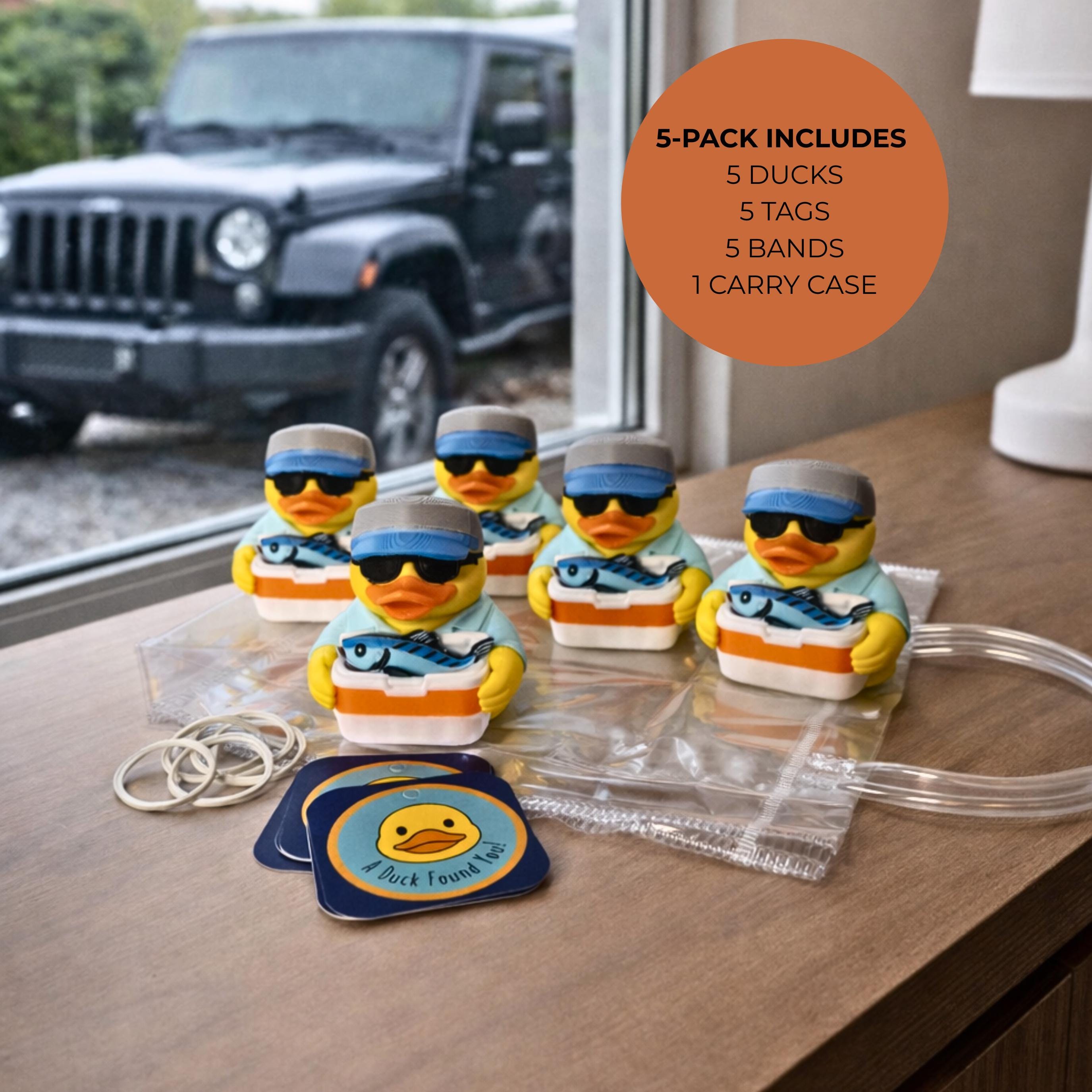 Fishing Duck | Fisherman Dashboard Decoration, Desk Ornament & Funny Gift