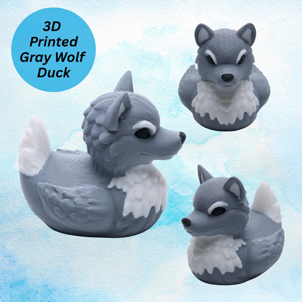 Gray Wolf Duck - Cruise Hide Seek Game & 4x4 Ducking Gift Alaska Theme Nature Lover Rustic Cabin Decoration
