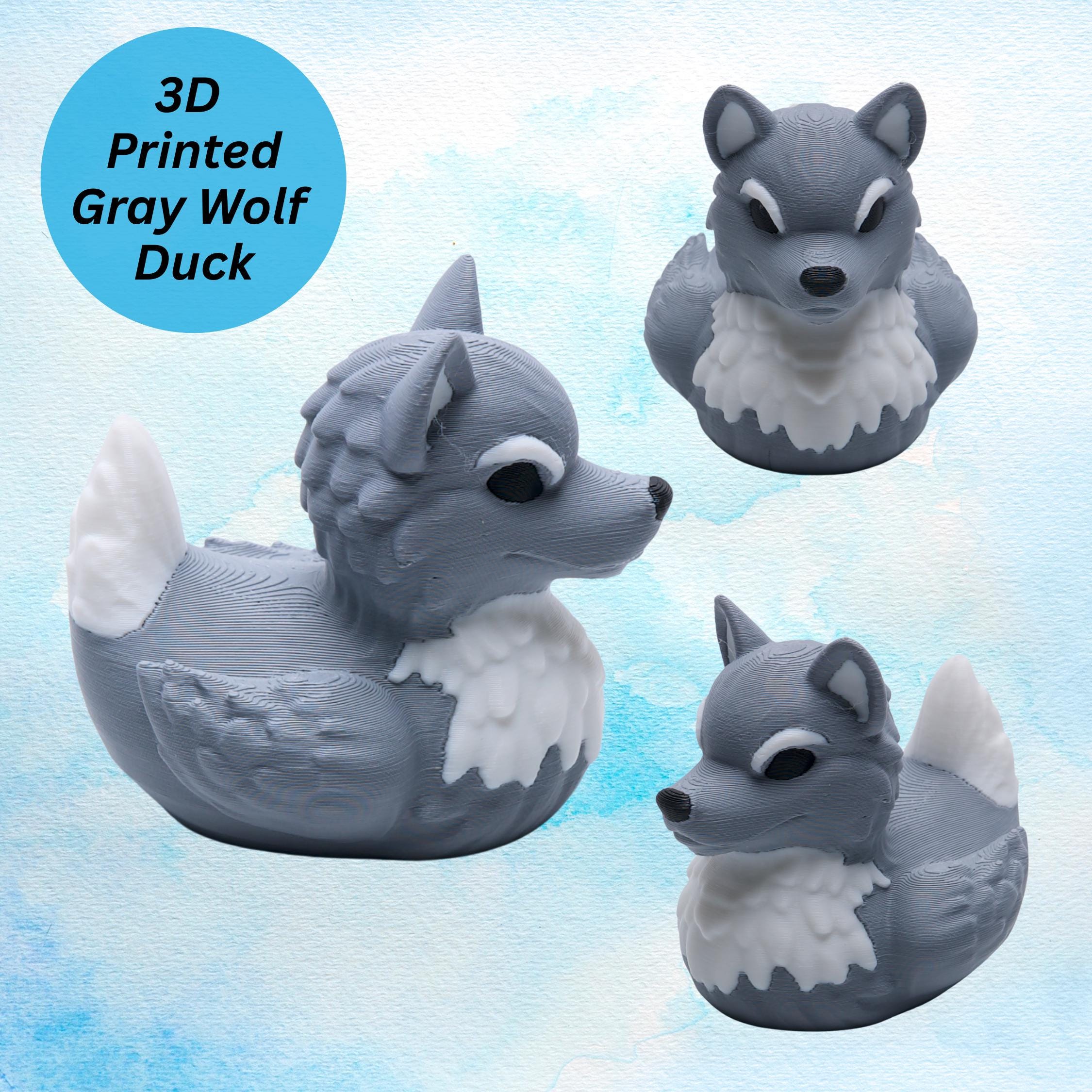 Gray Wolf Duck - Cruise Hide Seek Game & 4x4 Ducking Gift Alaska Theme Nature Lover Rustic Cabin Decoration