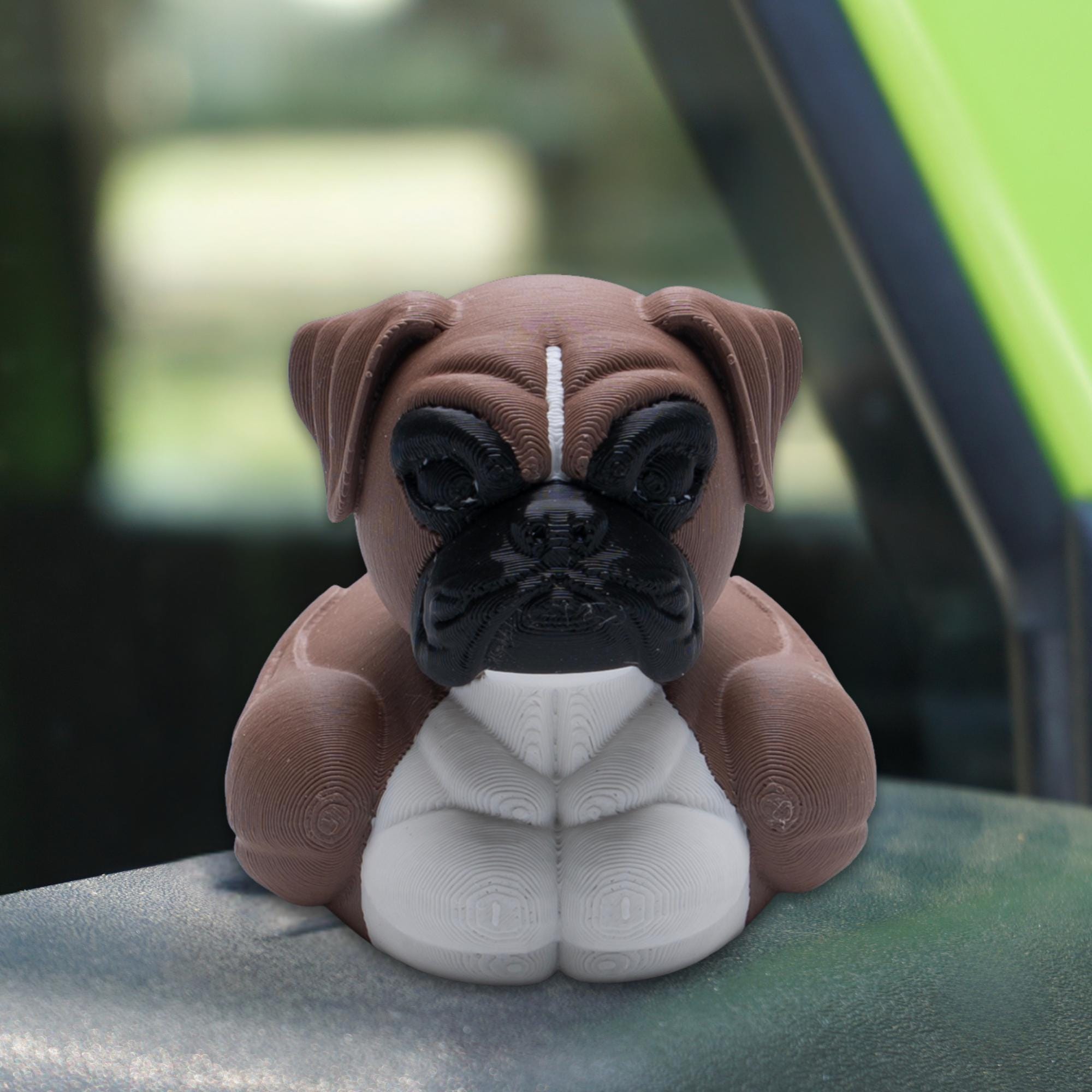 4x4 Ducking Gift Boxer Enthusiast Dashboard Ornament Car Accessory Dog Themed Automobile Dash Decor Item Birthday Party Cake Topper Trail