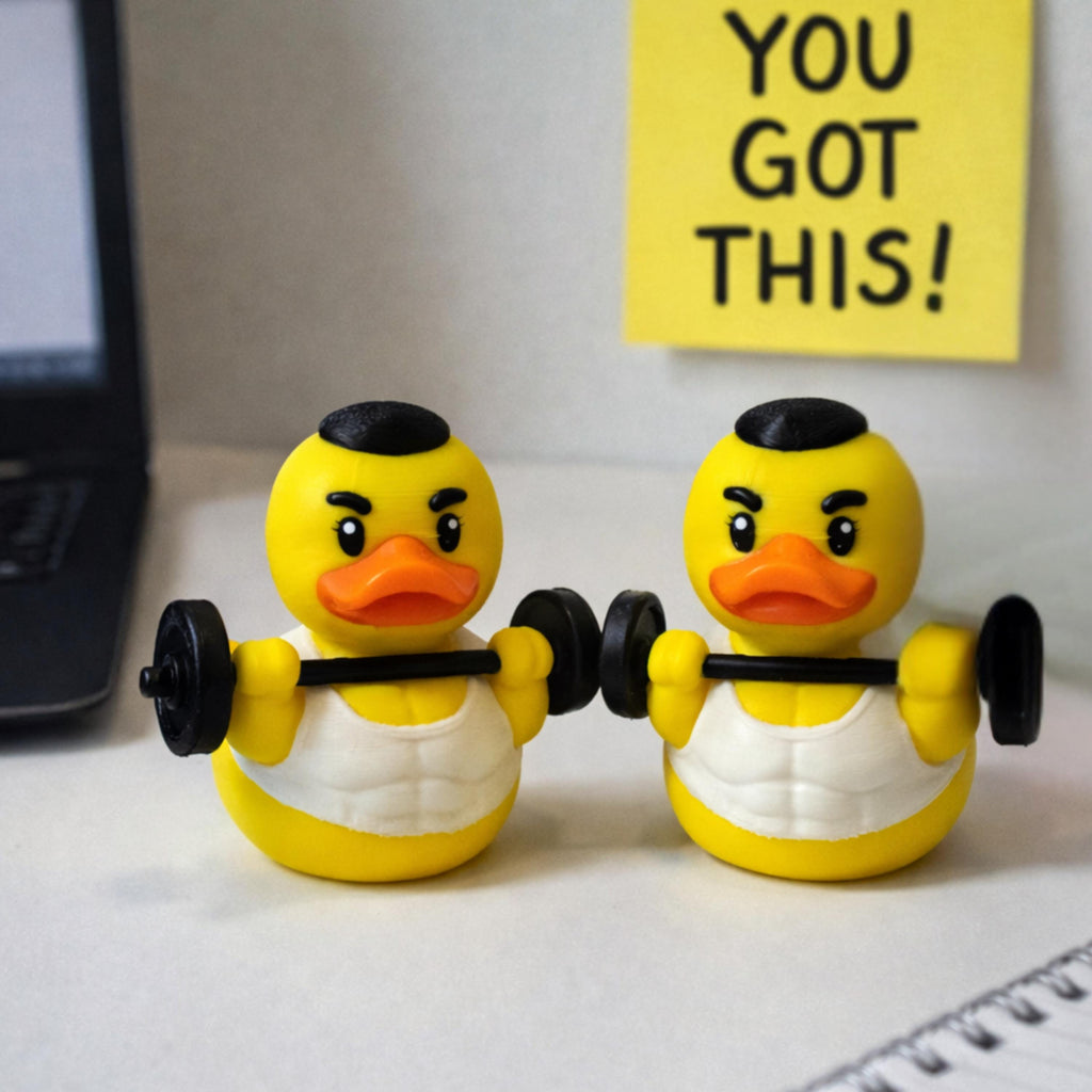Weightlifting Duck | Gym Rat Gift, Fitness Birthday Present, Desk Decor & 4x4 Ducking Accessory