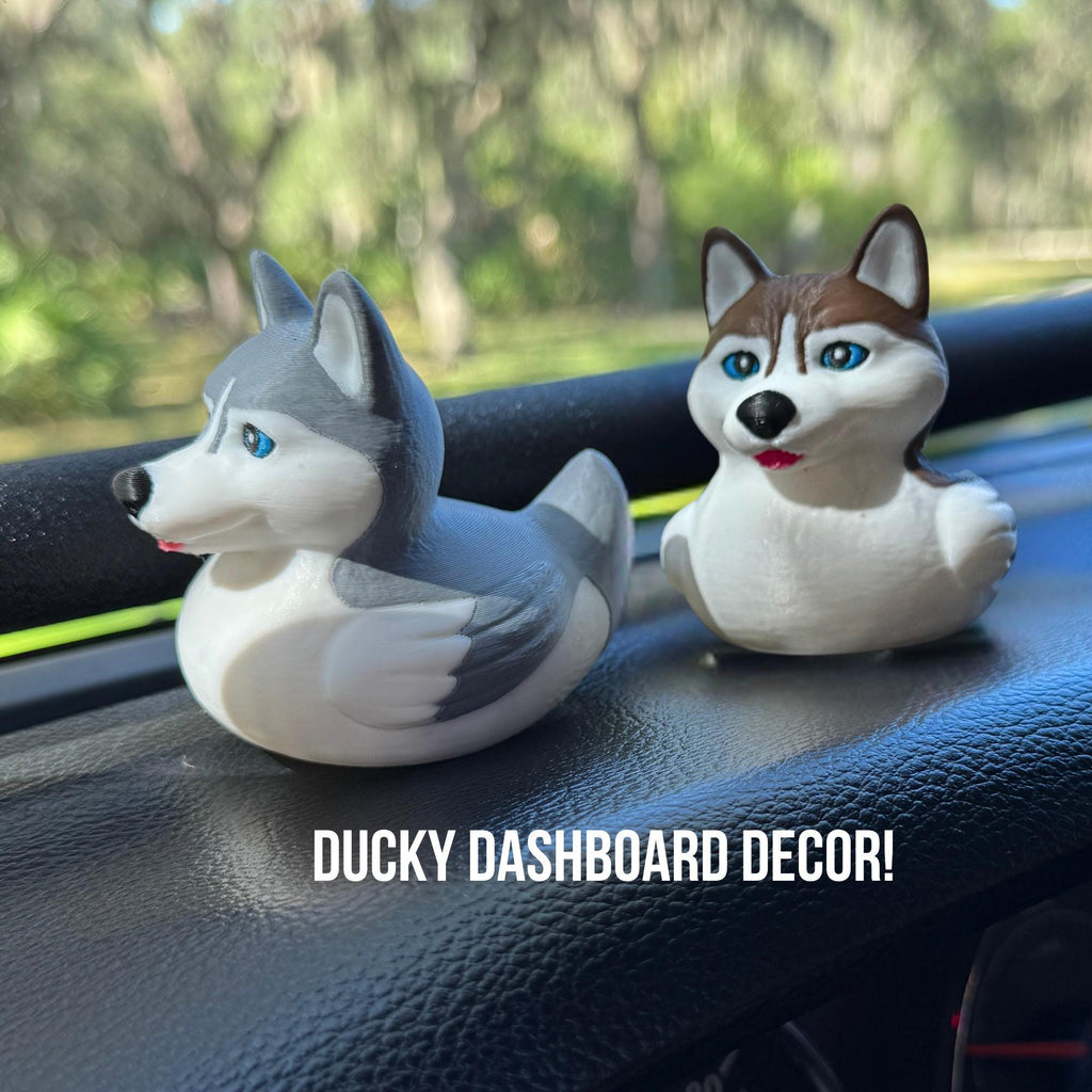 Husky Dashboard Duck Vehicle Decoration Car Accessory Dog Themed Collection Cruise Ship Hide Seek Surprise Gift Stocking Stuffer Desk Cocoa