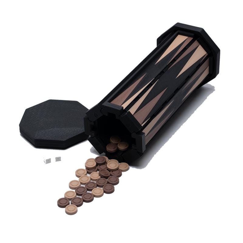 Portable Backgammon Set Travel Board Game Gift Idea Men Strategy Game Roll Up Compact Design Waterproof Material Outdoor Entertainment