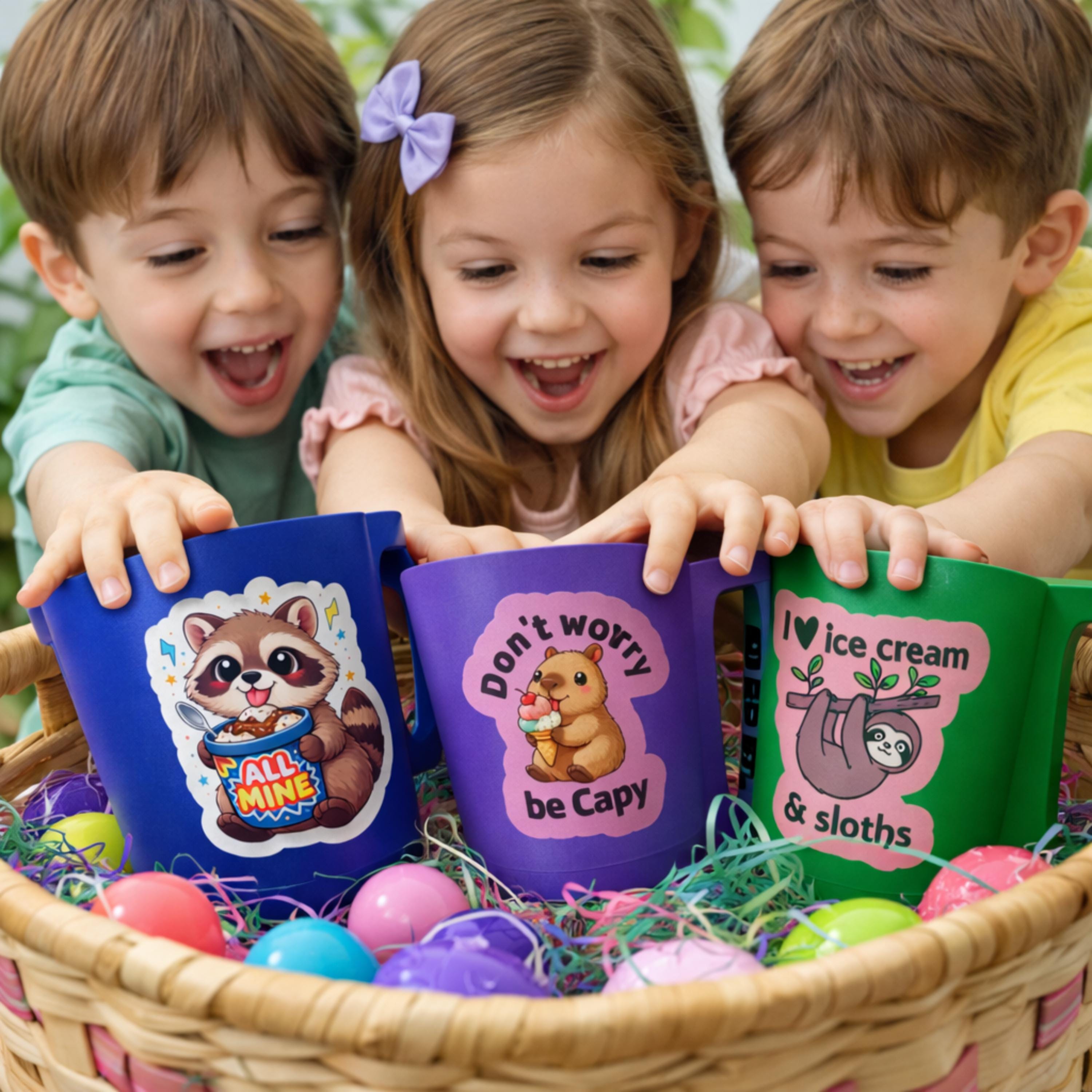 Kids Ice Cream Pint Holder | Fun Grip Handle, Spoon Slot & Sticker Options
