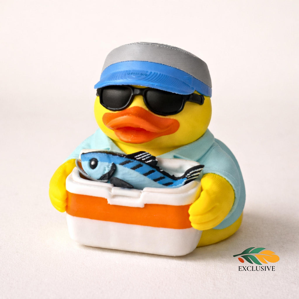Fishing Duck | Fisherman Dashboard Decoration, Desk Ornament & Funny Gift
