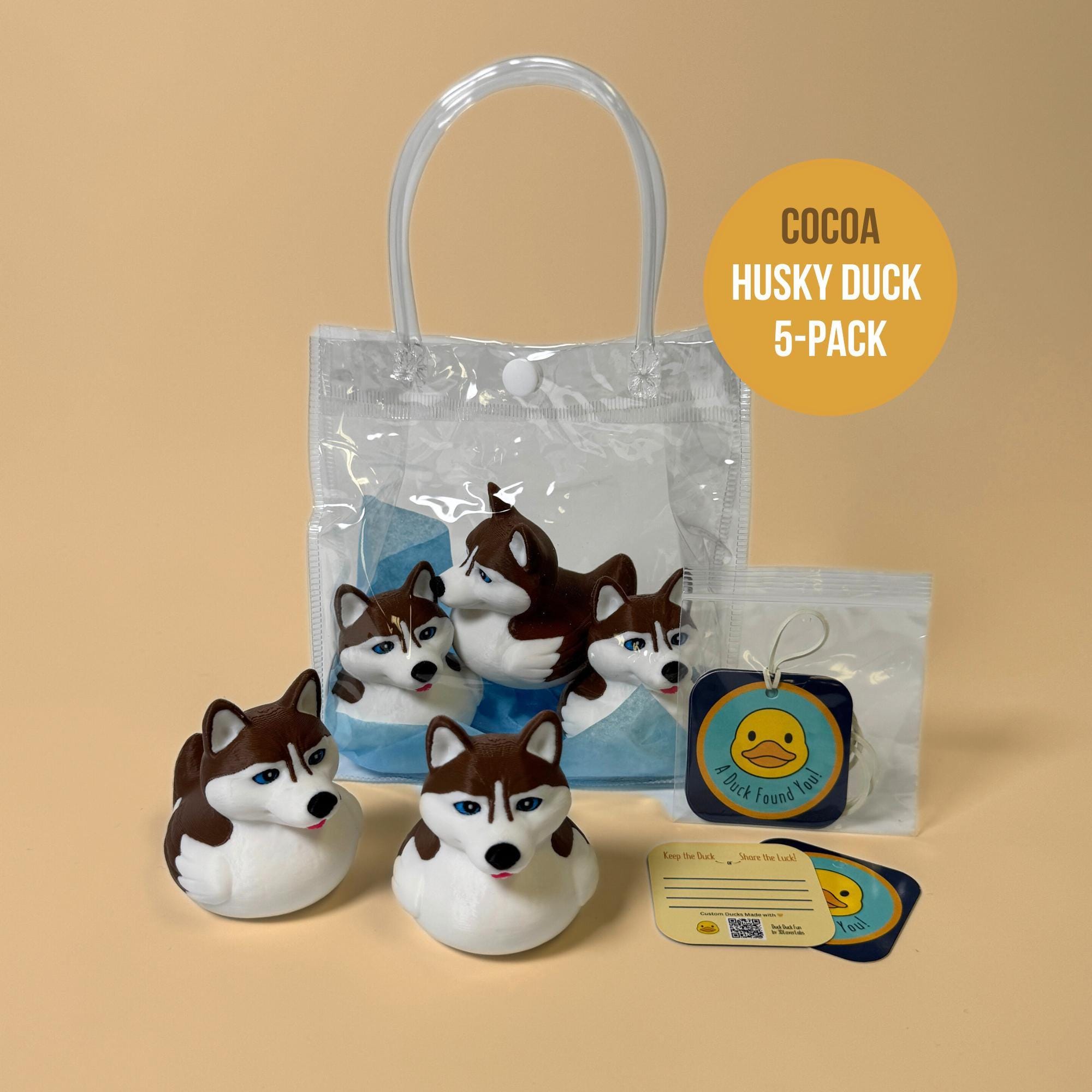 Husky Dashboard Duck Vehicle Decoration Car Accessory Dog Themed Collection Cruise Ship Hide Seek Surprise Gift Stocking Stuffer Desk Cocoa