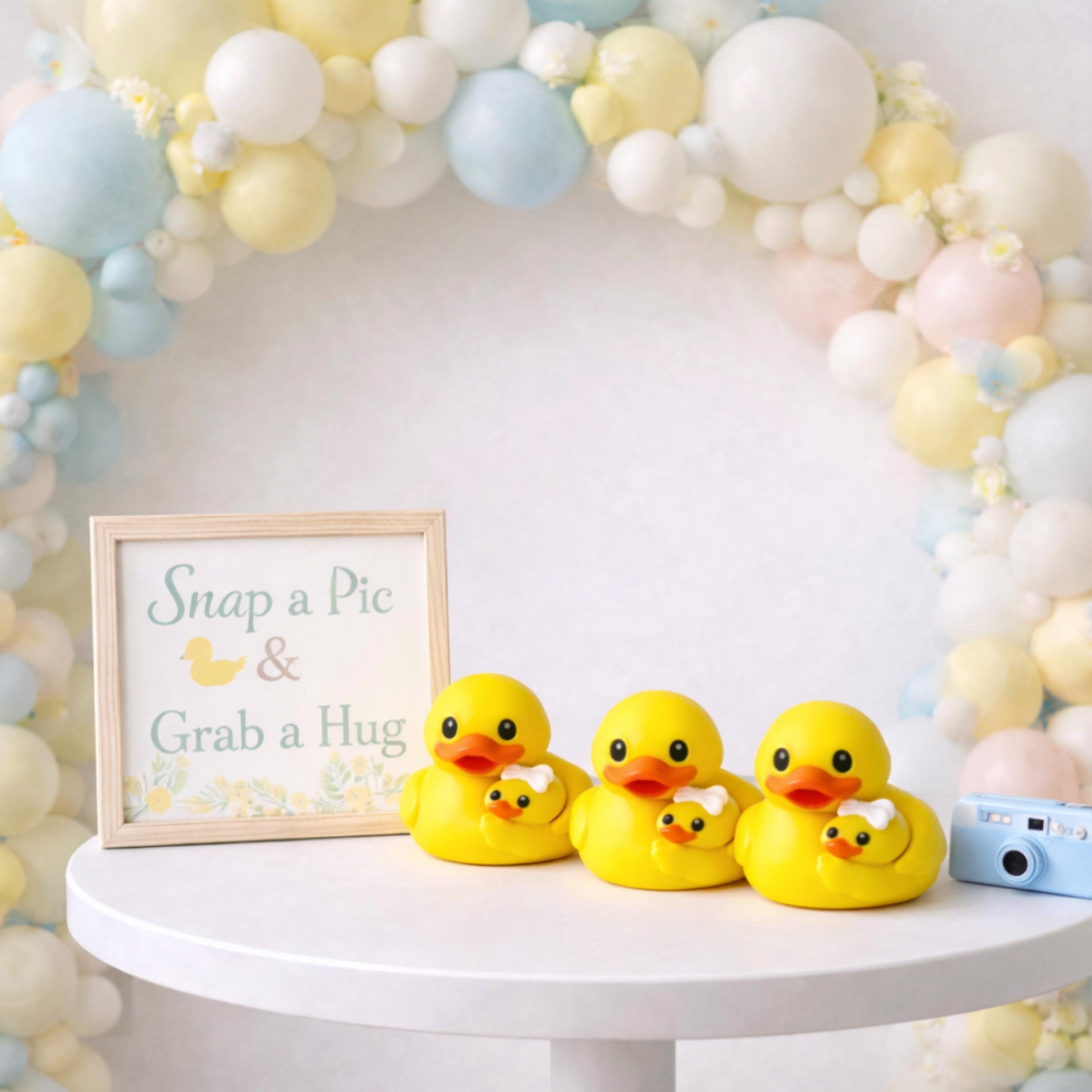 Duck Baby Shower Decoration Set | 1 Mama Duck Cake Topper + 10 Mini Duckling Favors & Digital Templates