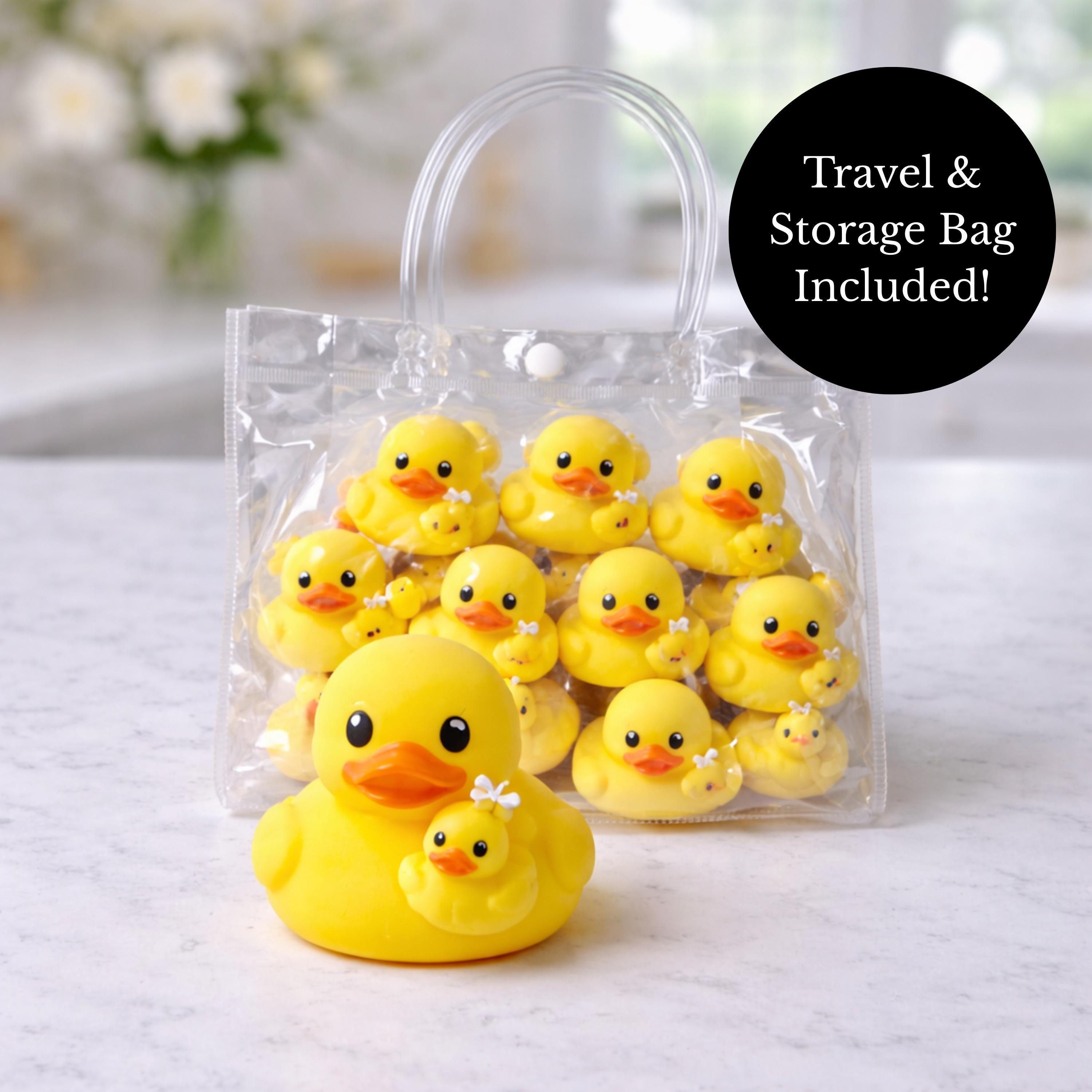Duck Baby Shower Decoration Set | 1 Mama Duck Cake Topper + 10 Mini Duckling Favors & Digital Templates