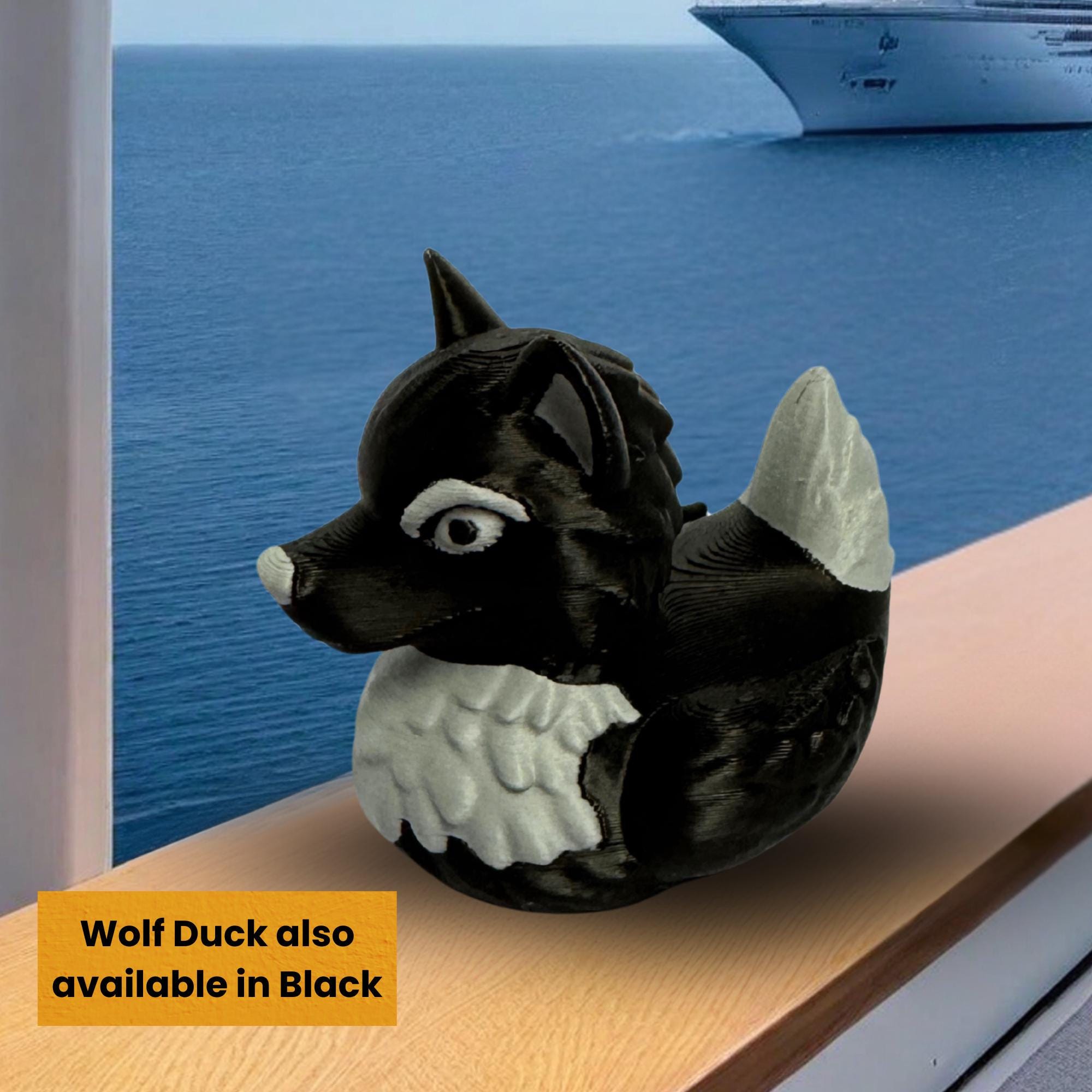 Gray Wolf Duck - Cruise Hide Seek Game & 4x4 Ducking Gift Alaska Theme Nature Lover Rustic Cabin Decoration