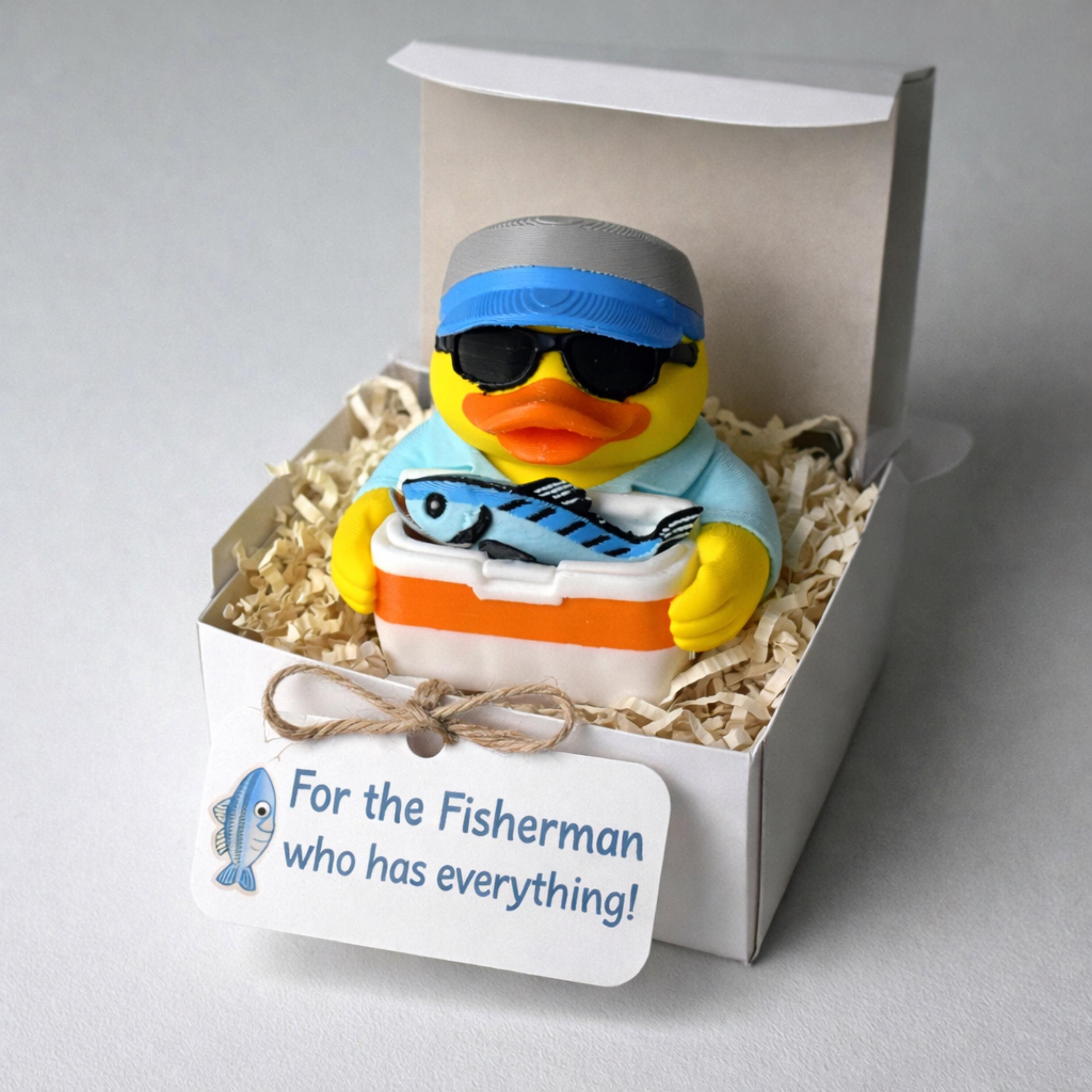 Fishing Duck | Fisherman Dashboard Decoration, Desk Ornament & Funny Gift