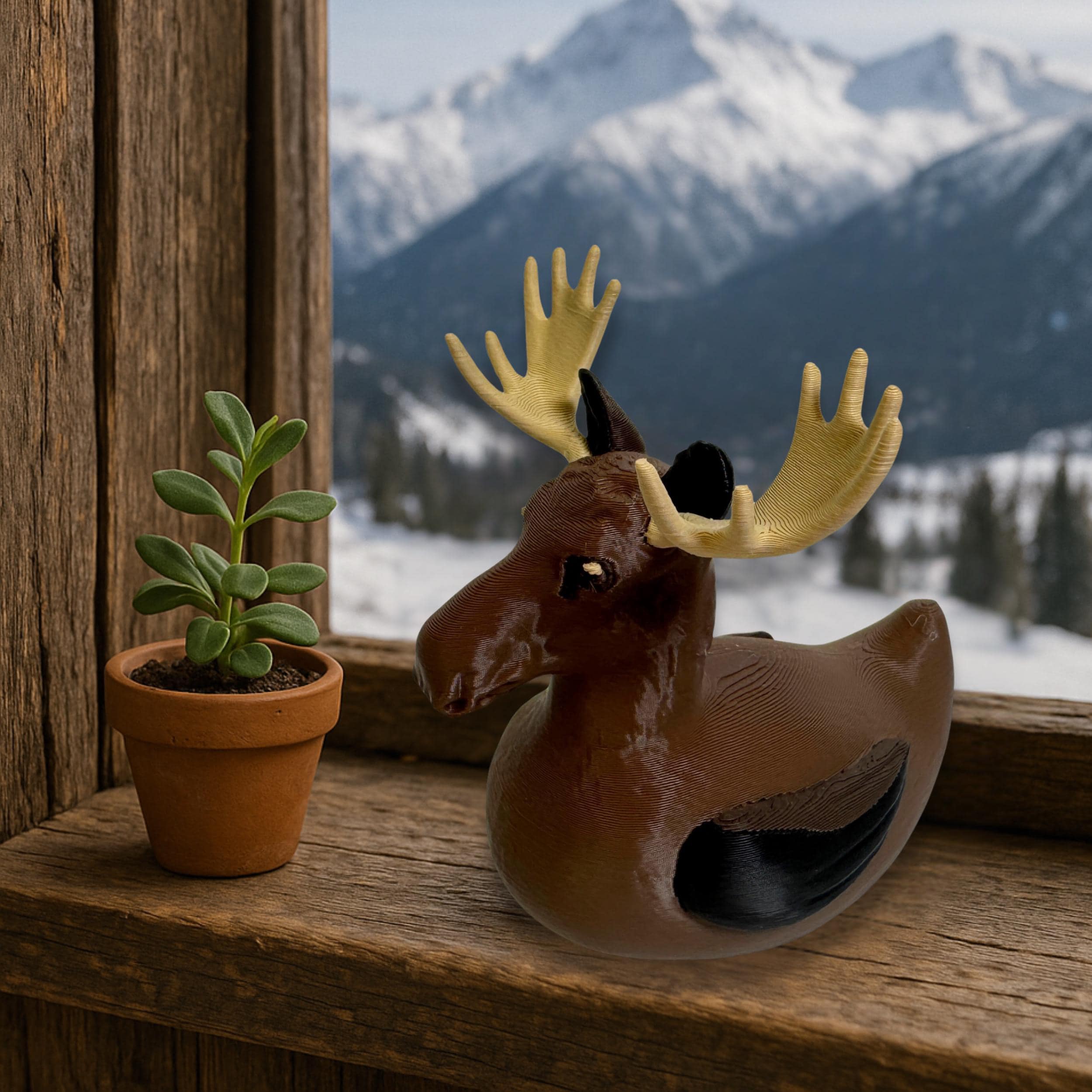 Moose Duck - 4x4 Ducking Gift Dashboard Decoration Rustic Woodland Animal Cabin Decor Hunter Gift