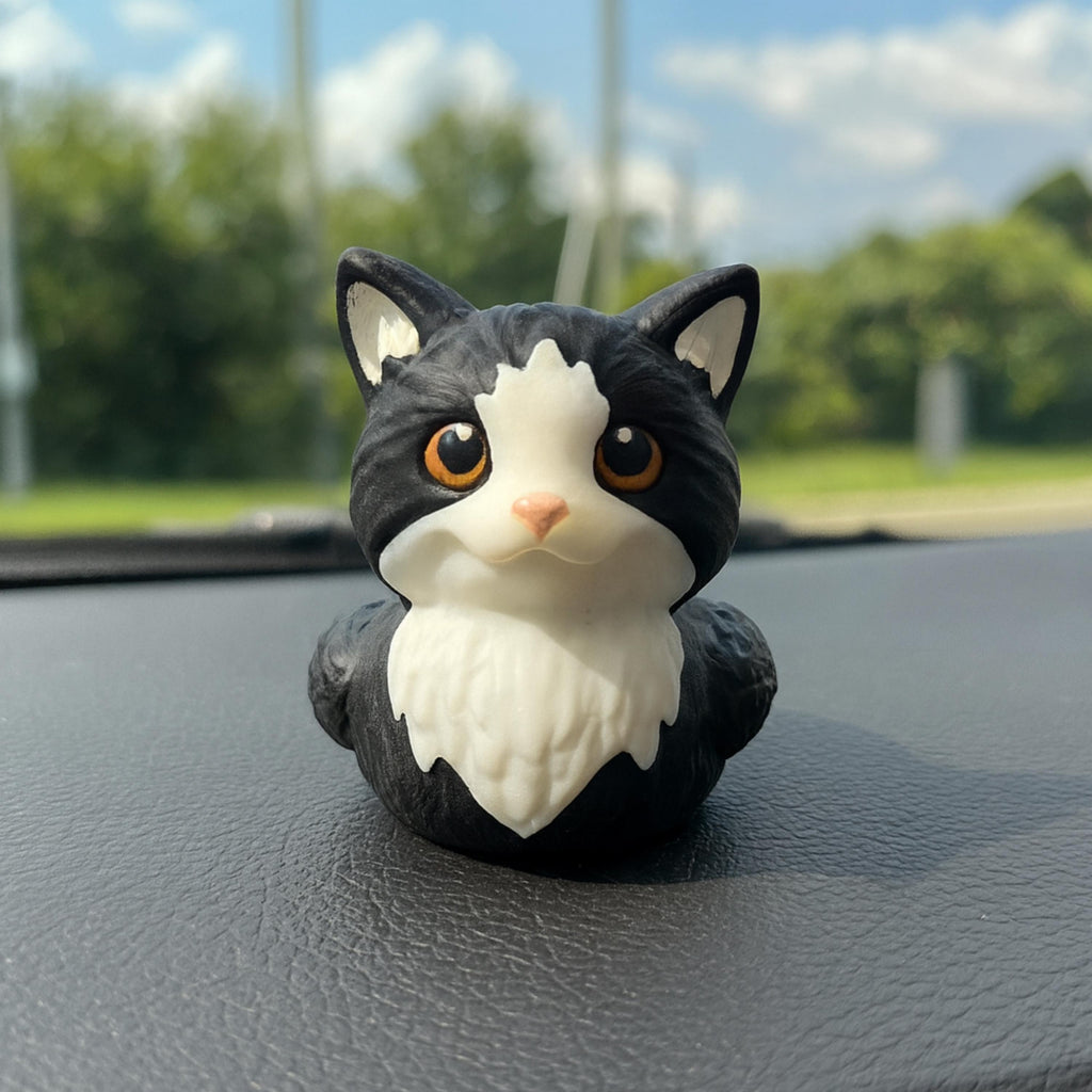 Tuxedo Cat Duck - 4x4 Ducking Gift Dashboard Decoration Cruise Hide Seek Cat Lover Gift Black White Kitty