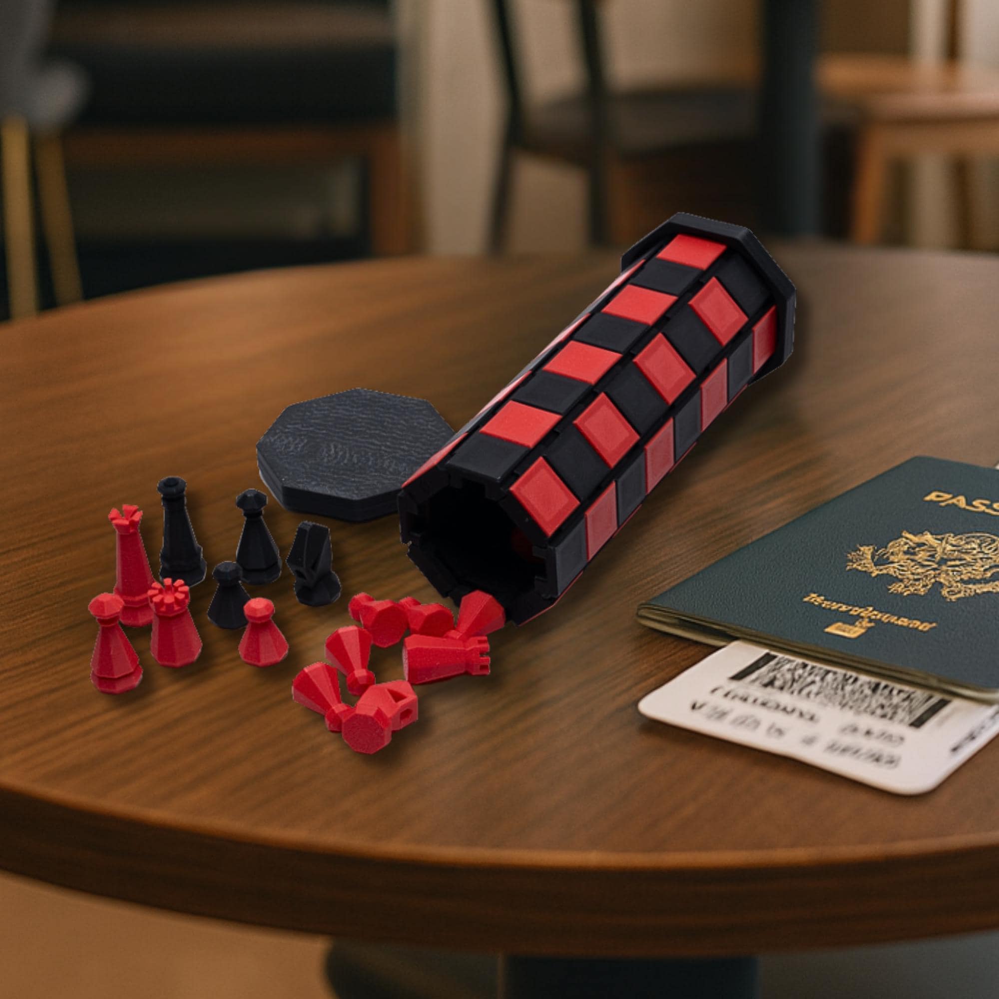 Portable Travel Chess & Checkers Set | Roll-Up Board for Flights, Road Trips & Camping