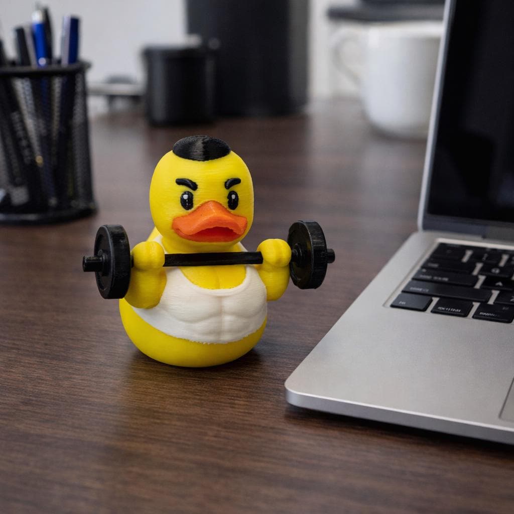 Weightlifting Duck | Gym Rat Gift, Fitness Birthday Present, Desk Decor & 4x4 Ducking Accessory