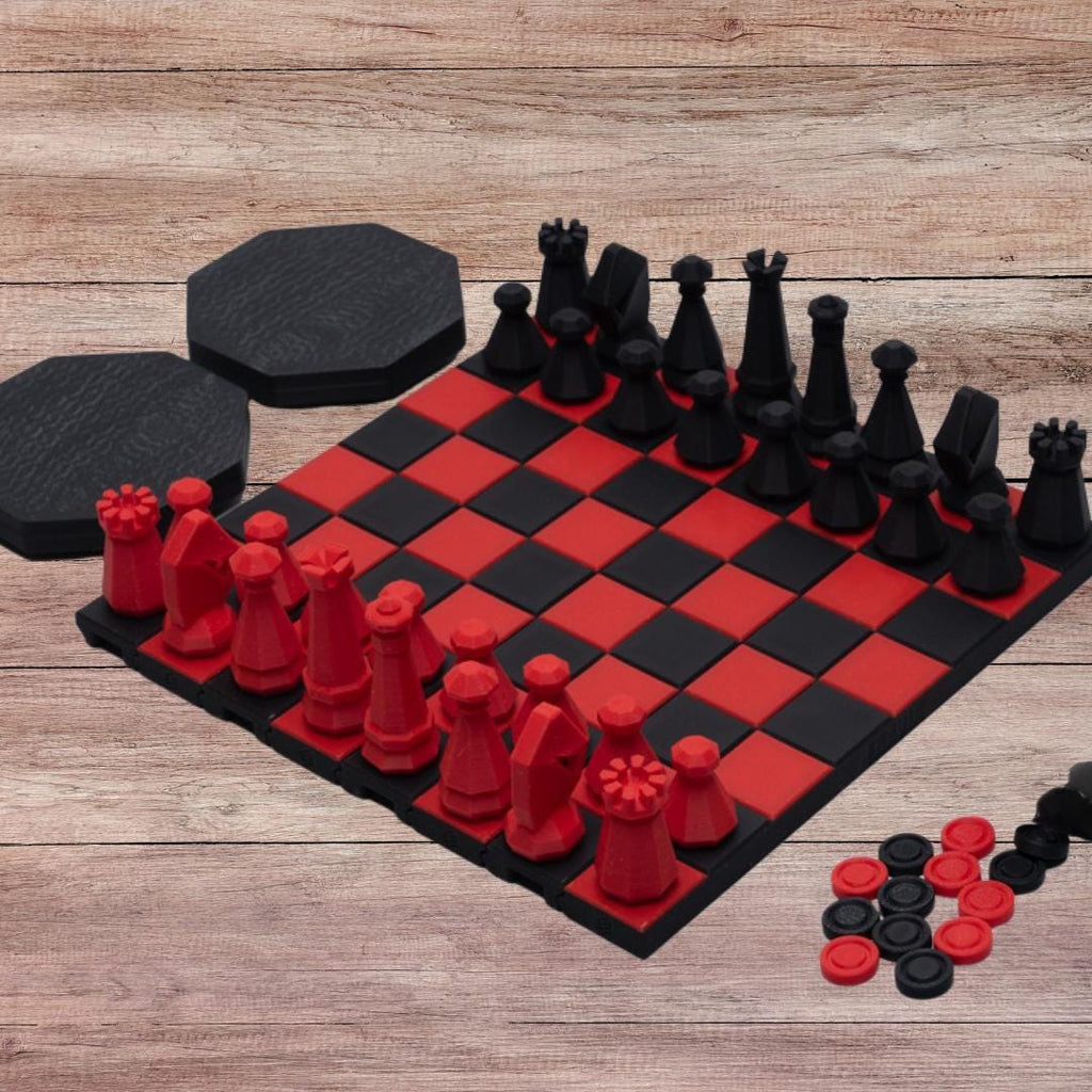 Travel Chess Set – Rollup Waterproof Chess Checkers Combo 5 Colors