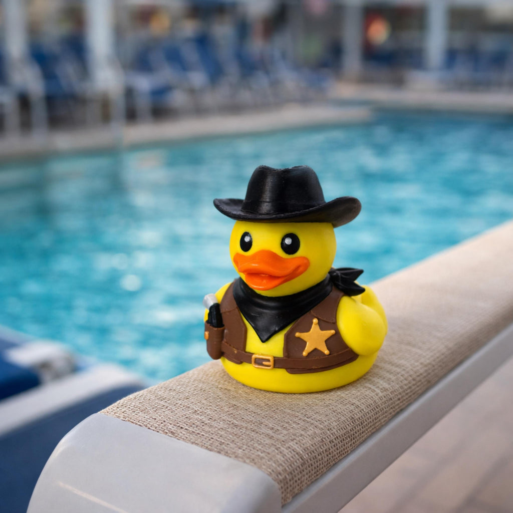 Cruise Ship Souvenir Cowboy Sheriff Duck Hide Seek Game Cabin Entertainment Cruise Activity Collectible 3D Printed  Western Theme Travel Memory Vacation Fun Sheriff Badge Cowboy Hat Game Piece Cruise Adventure Passenger Entertainment