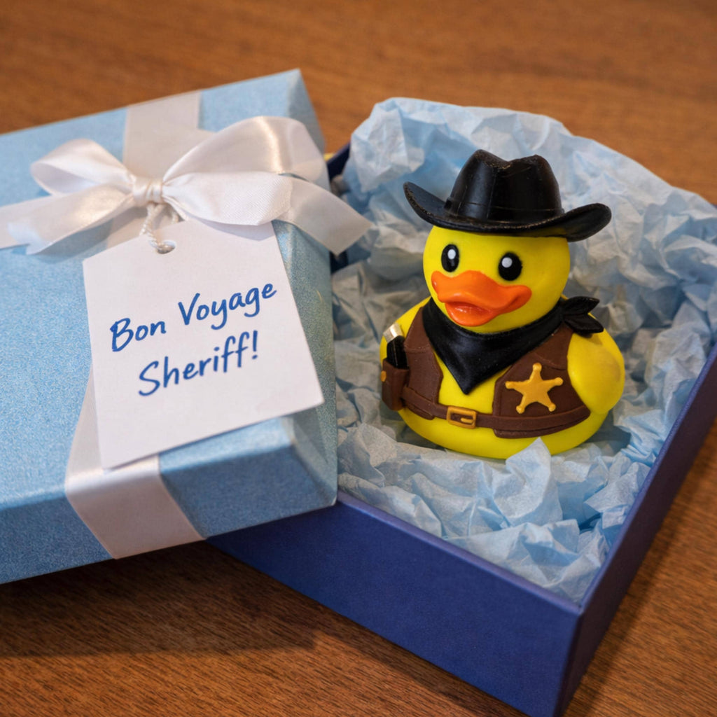Western Themed Duck Cowboy Sheriff Cruise Game Hide Seek Activity 3D Printed Duck Collection Cruise Ship Entertainment Cabin Fun Souvenir Travel Memory Vacation Activity Sheriff Badge Cowboy Hat Western Gear Cruise Adventure Passenger