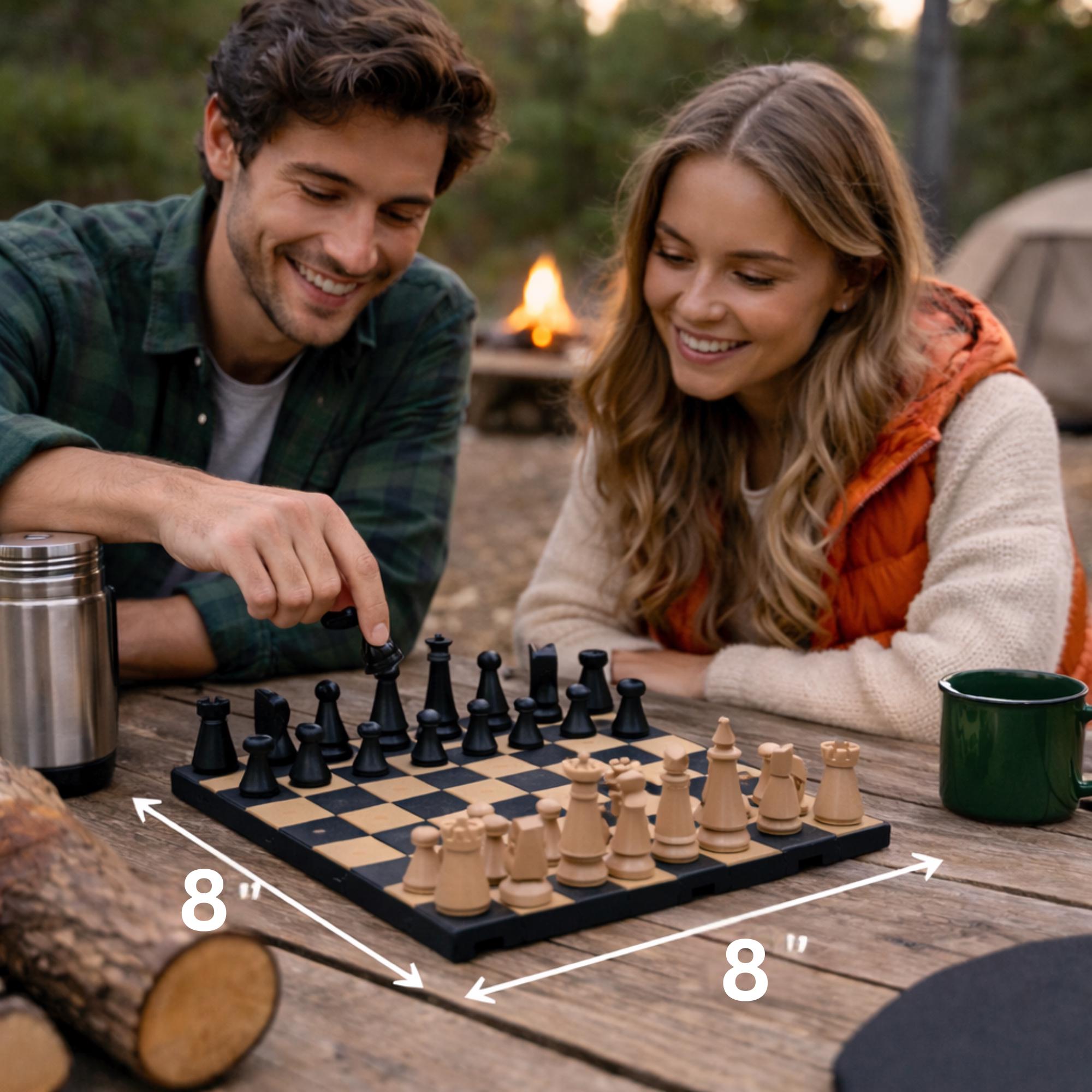 Rollup Chess Board Portable Travel Set Waterproof Camping Game Entertainment Compact Checkers Combo Kit Perfect Outdoor Adventure Activity Family Vacation Essential Durable Storage Bag Design Lightweight Backpack Friendly Gaming Solution