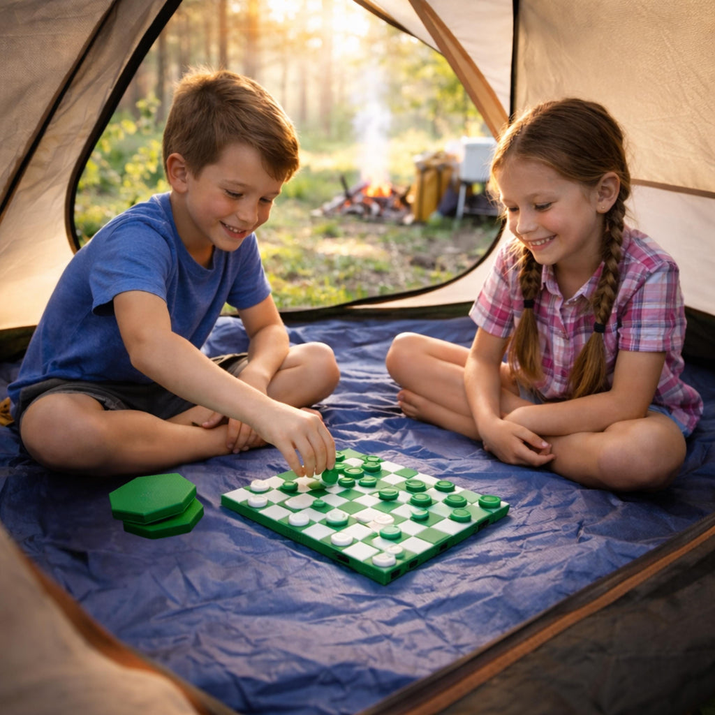 Waterproof Travel Chess Set Portable Board Game Rollup Camping Entertainment Essential Compact Checkers Combo Design Perfect Outdoor Adventure Gift Family Vacation Activity Durable Storage Bag Included Lightweight Backpack Gaming Kit USA
