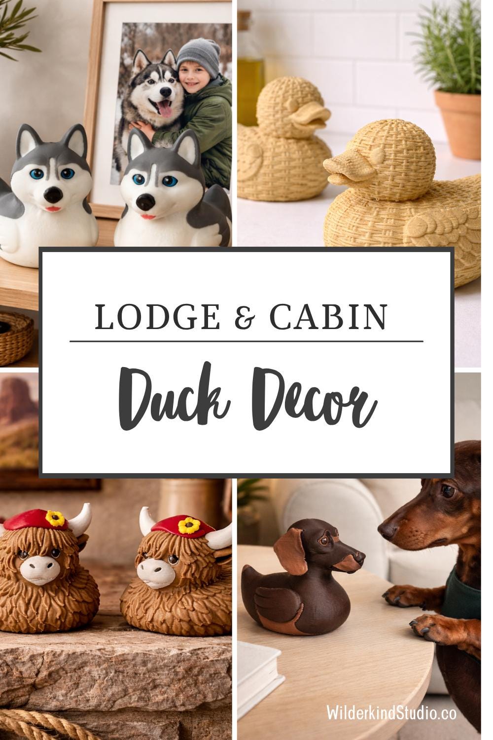 Duck Nursery Decor – Wicker Animal Figurine Boho Shelf Decoration