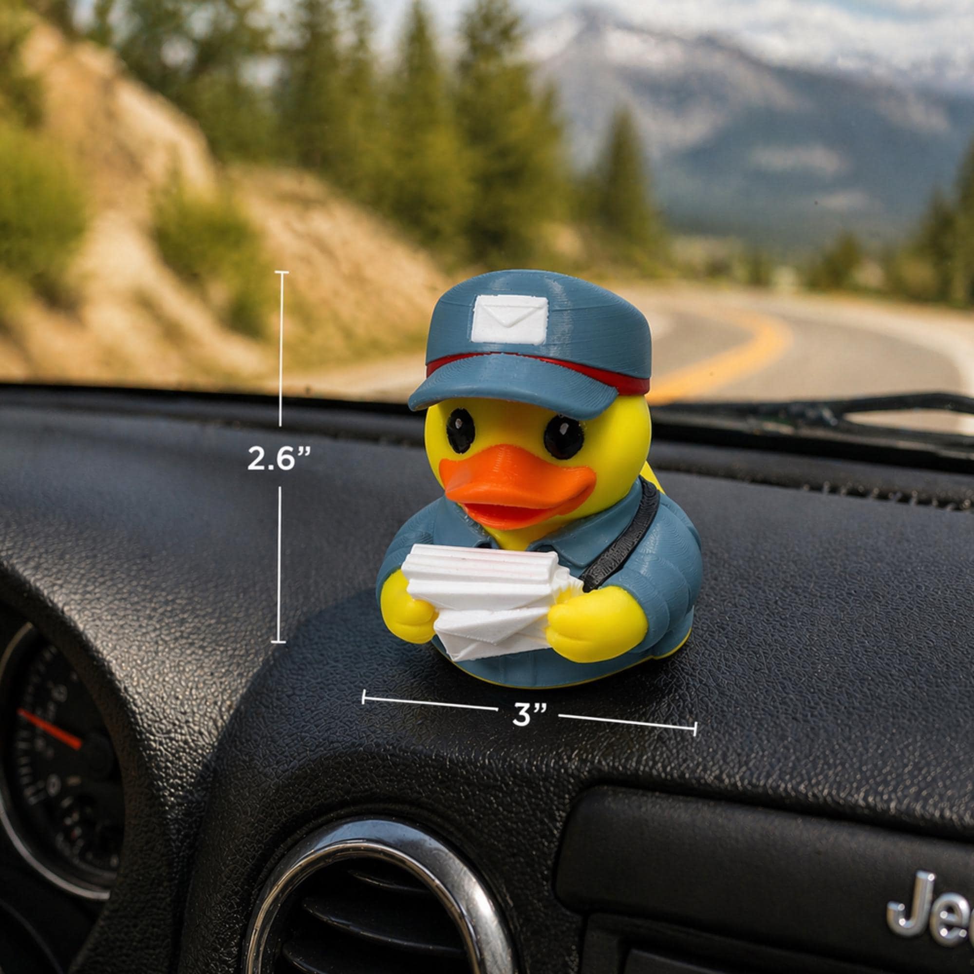 Mail Carrier Retirement Gift Postal Worker Figurine Rubber Duck Appreciation Present Blue Uniform Postal Cap Letter Stack Dashboard Ornament Desk Decoration Letter Carrier Collectible Employee Recognition Gift Postal Service Professional