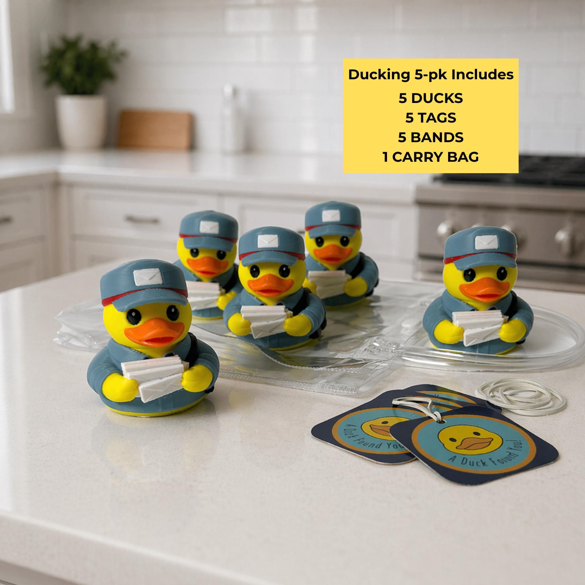 Delivery Driver Gift Postal Worker Rubber Duck Mail Carrier Figurine Dashboard Companion Blue Uniform Postal Cap Holding Letters Desk Decoration Appreciation Gift Letter Carrier Present Postal Service Employee Recognition Retirement Gift