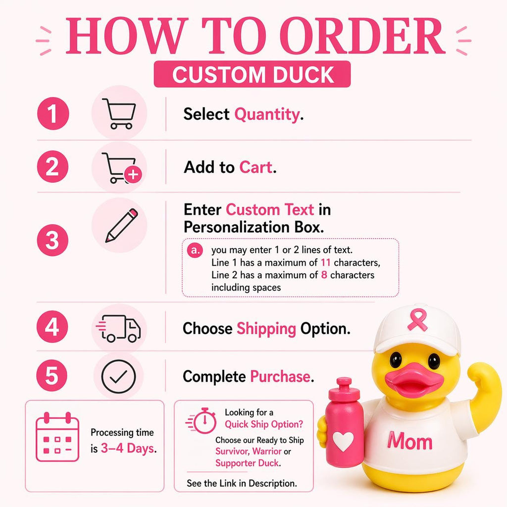 Breast Cancer Duck – Custom Dashboard Support Gift for Survivors