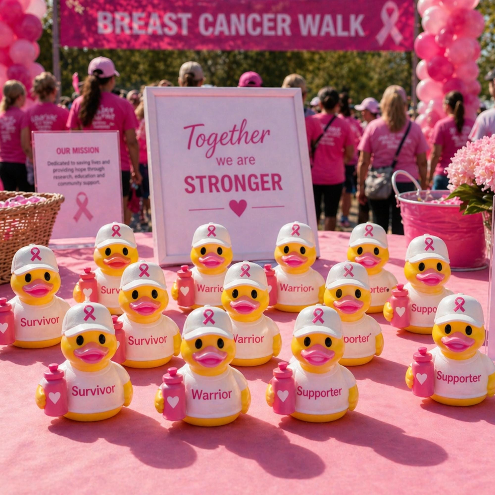 Breast Cancer Duck – Custom Dashboard Support Gift for Survivors