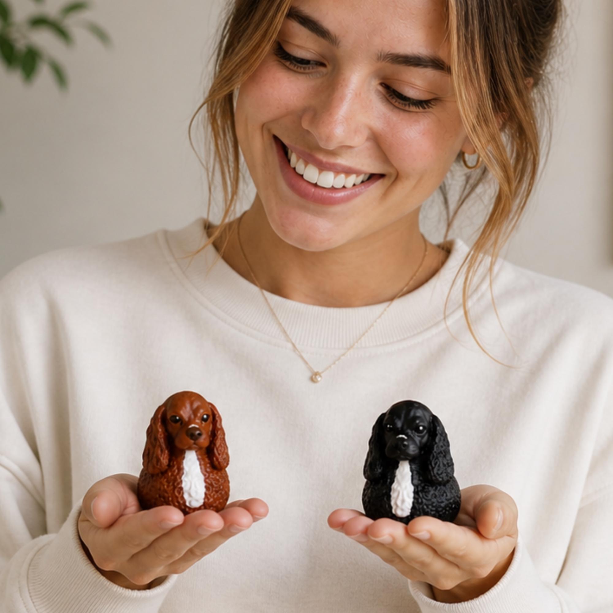 Dog Lover Gift Cocker Spaniel Dashboard Figurine Jeep Ducking Collection Pet Memorial Keepsake Tribute Floppy Ear Breed Design Birthday Present For Him Brown Black Color Options Compact Travel Display Cruise Souvenir Party Favor Spaniel