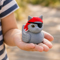 Novelty Rubber Duck Pirate Themed Cat Collectible Gray Tuxedo Kitty Design Black Eye Patch Red Bandana Cruise Ship Ducking Game Token Vacation Travel Gift Animal Lover Present Nautical Collectible Figurine Whimsical Desk Companion Rescue