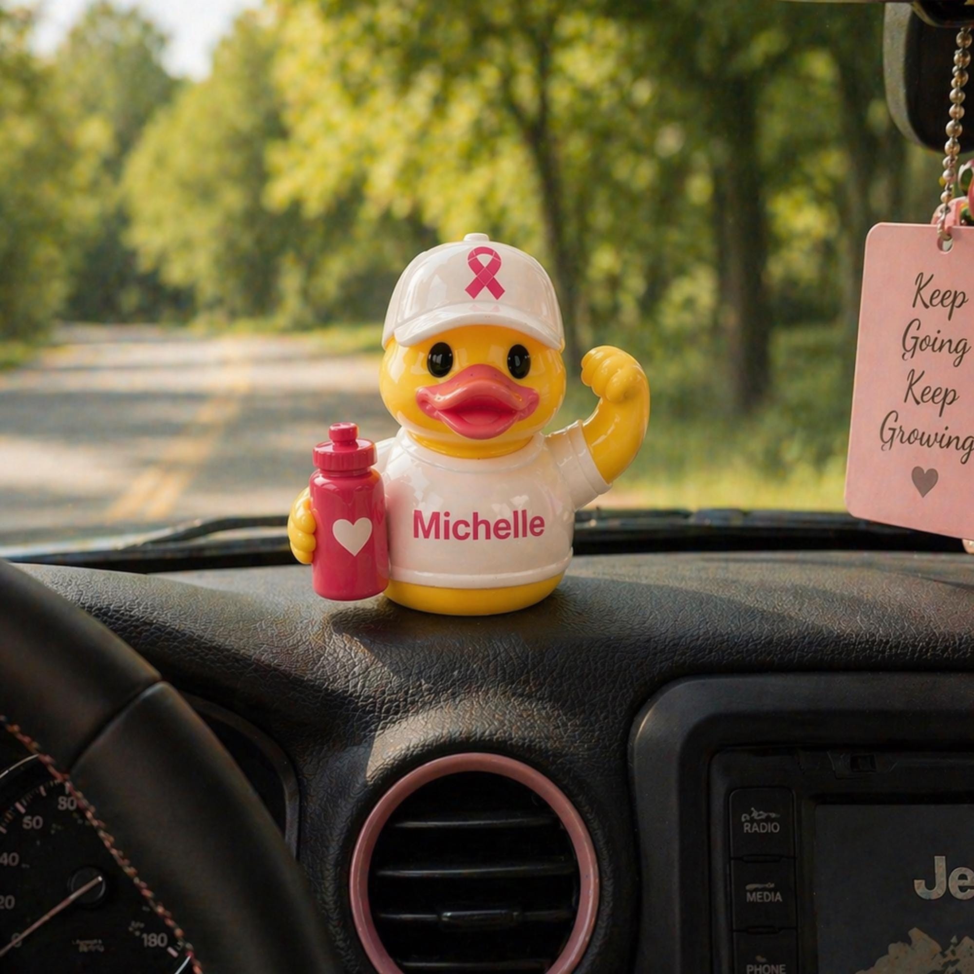 Breast Cancer Duck – Custom Dashboard Support Gift for Survivors