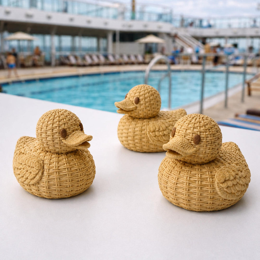Handwoven Basket Duck Storage Rattan Animal Organizer Boho Trinket Box Natural Wicker Material Removable Head Lid Design Small Jewelry Holder Container Carved Wing Detail Feature Coastal Farmhouse Accent Whimsical Figurine Style Entryway