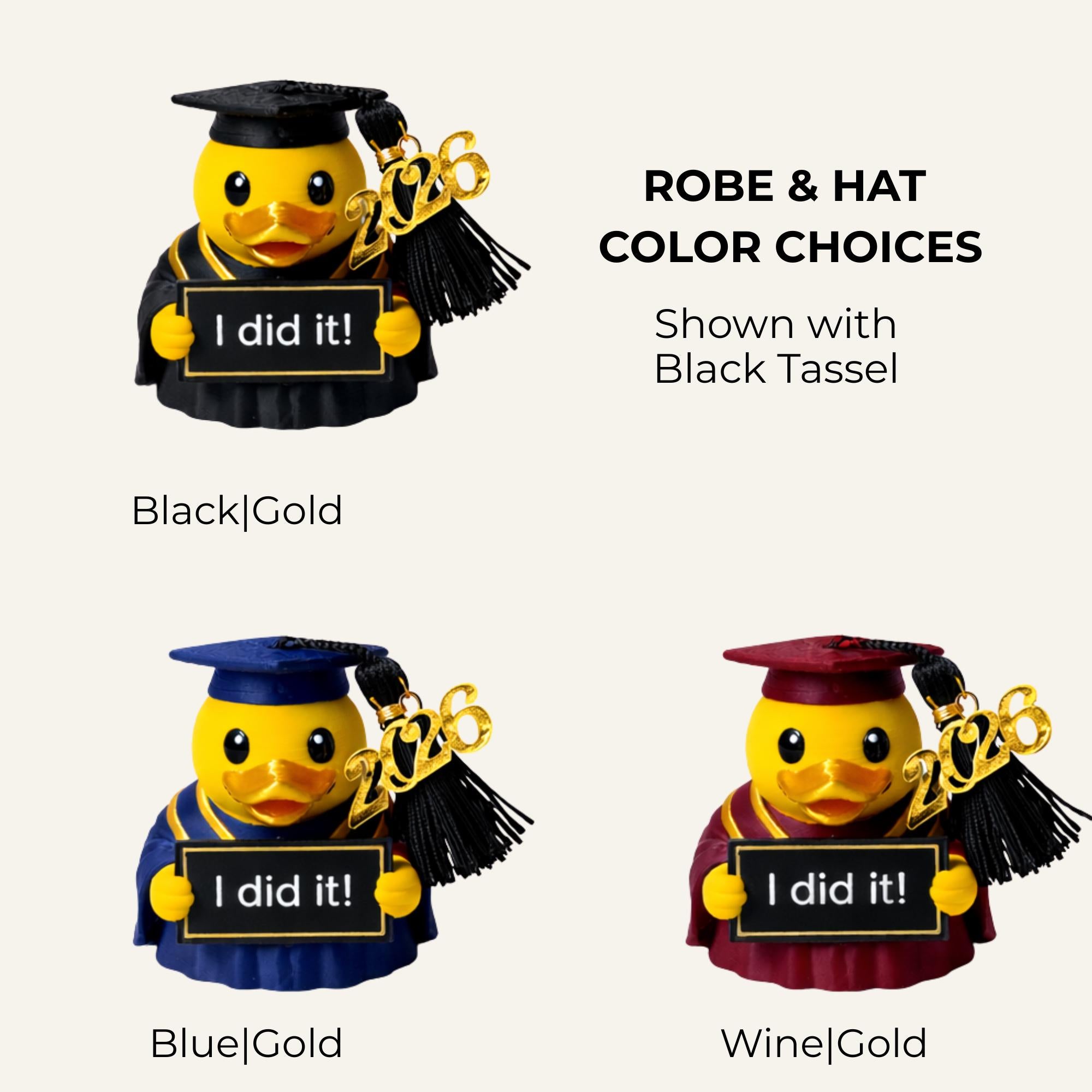 Academic Achievement Gift Graduation Duck Figurine Custom Keepsake College Graduate Present Personalized Tassel Design Student Success Celebration Rubber Duck Ornament Class Of 2026 Commemorative Item Desk Decoration Educational Milestone