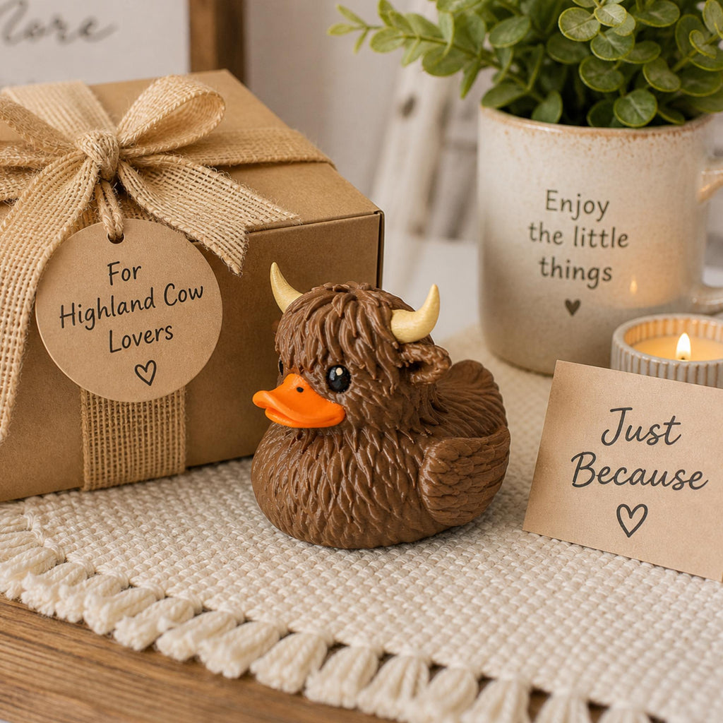 Highland Cow Duck – 4x4 Ducking Tradition Gift Dashboard Toy