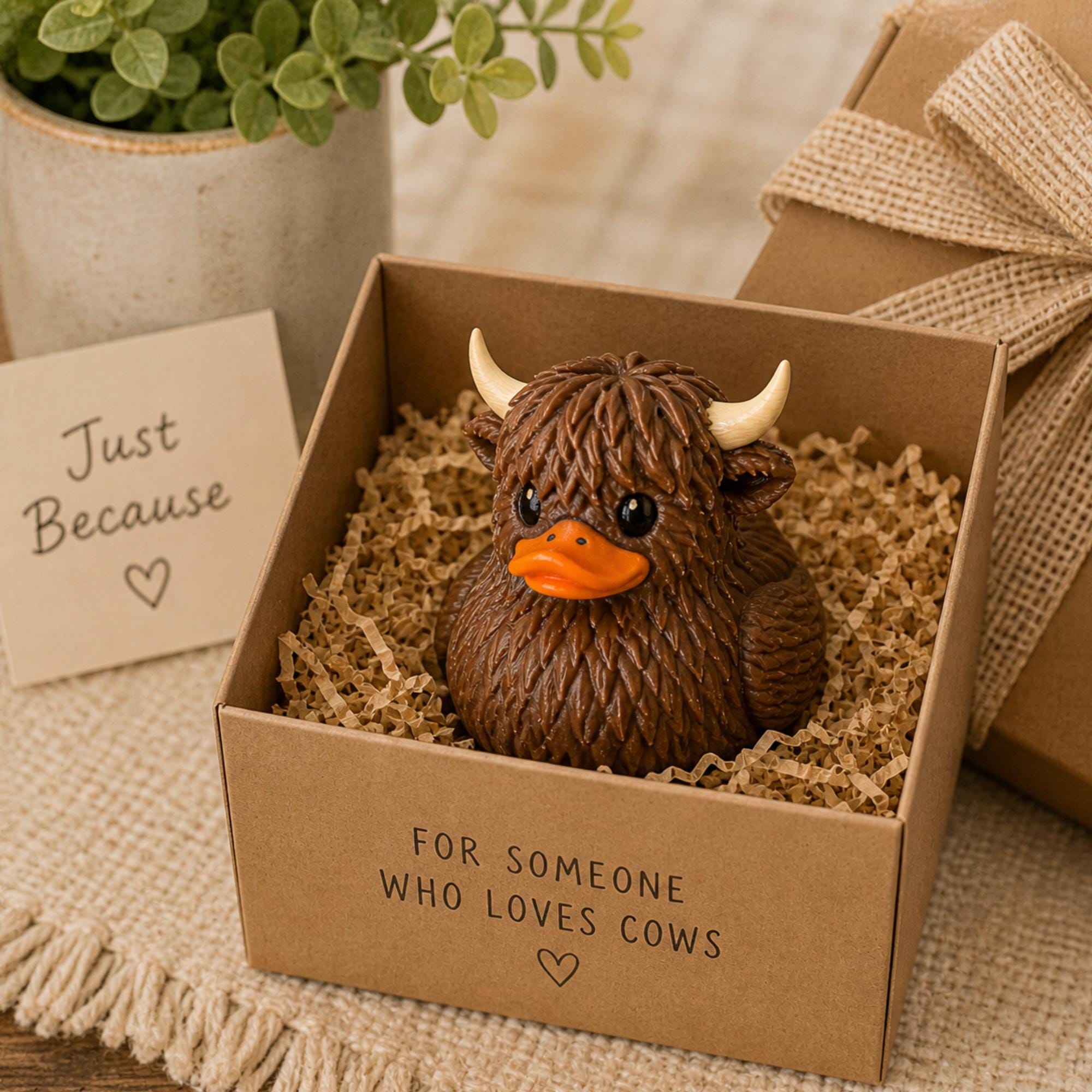 Highland Cow Duck – 4x4 Ducking Tradition Gift Dashboard Toy