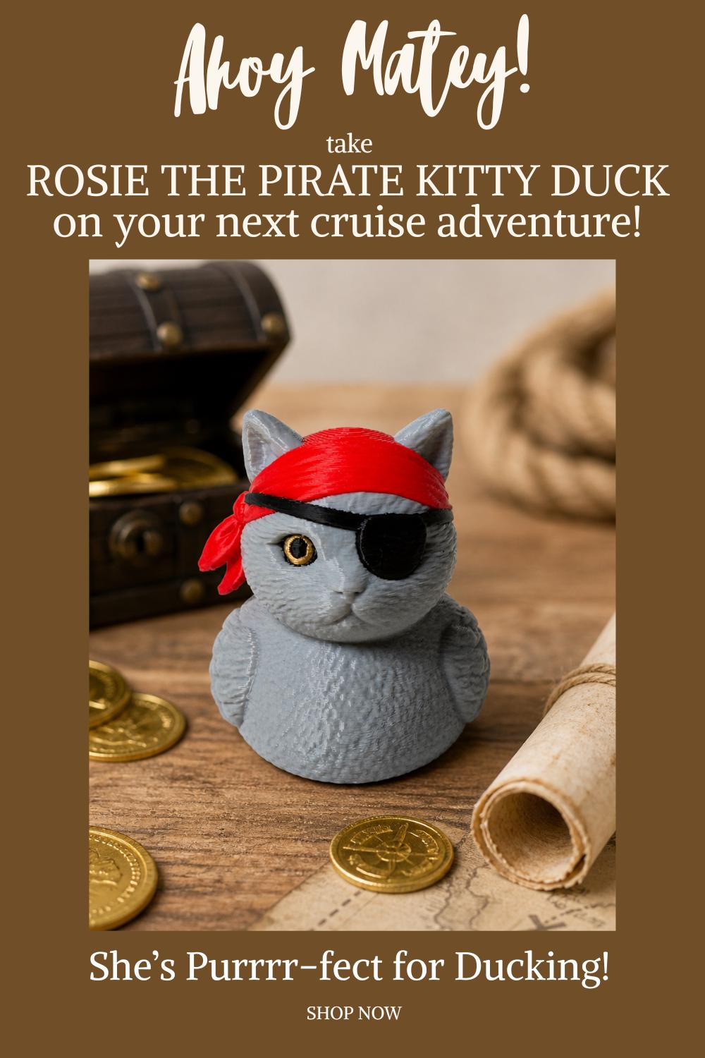Cruise Ducking Duck – Pirate Cat Kitty Token for Cruise Ship Games