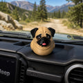 Pug Lover Gift Collectible Dog Figurine Duck Ornament Dashboard Decoration Handmade Carved Wooden Construction Vehicle Accessory Jeep Ducking Tradition Trail Surprise Toy Off Road Community Essential Cute Animal Theme Mirror Hanging