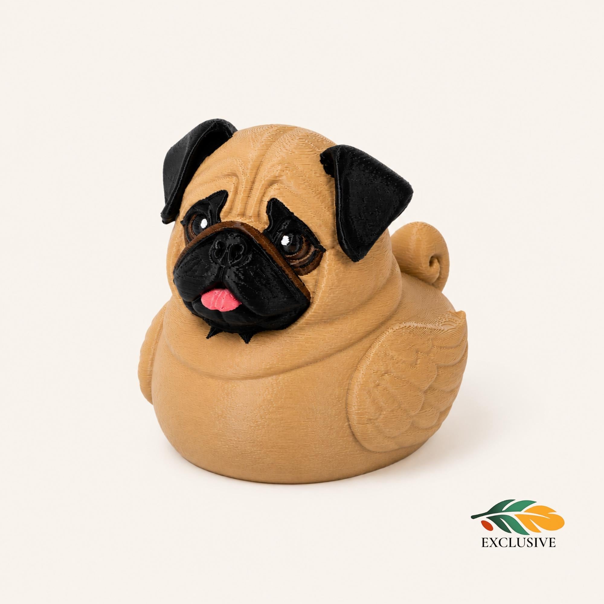 Handmade Pug Duck Ornament Jeep Ducking Gift Dashboard Decoration Vehicle Accessory Collectible Dog Figurine Trail Surprise Toy Off Road Adventure Essential 4x4 Enthusiast Present Cute Animal Theme Mirror Hanging Decoration Carved Wooden
