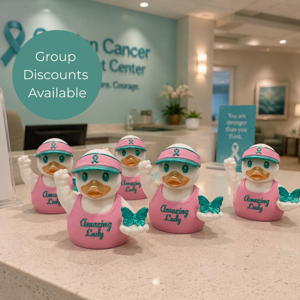 Ovarian Cancer Gift – Teal Butterfly Duck Collectible for Survivors