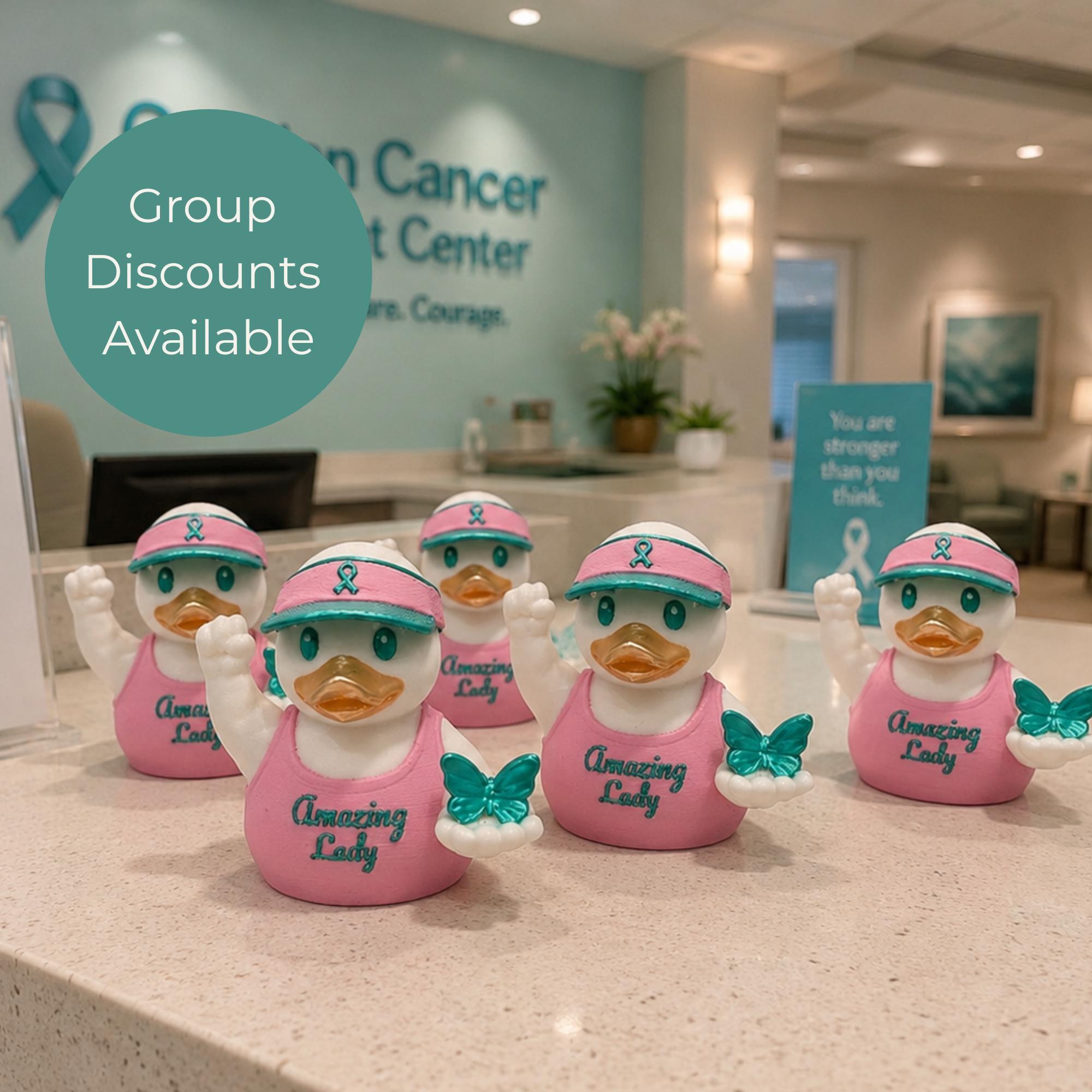 Ovarian Cancer Gift – Teal Butterfly Duck Collectible for Survivors