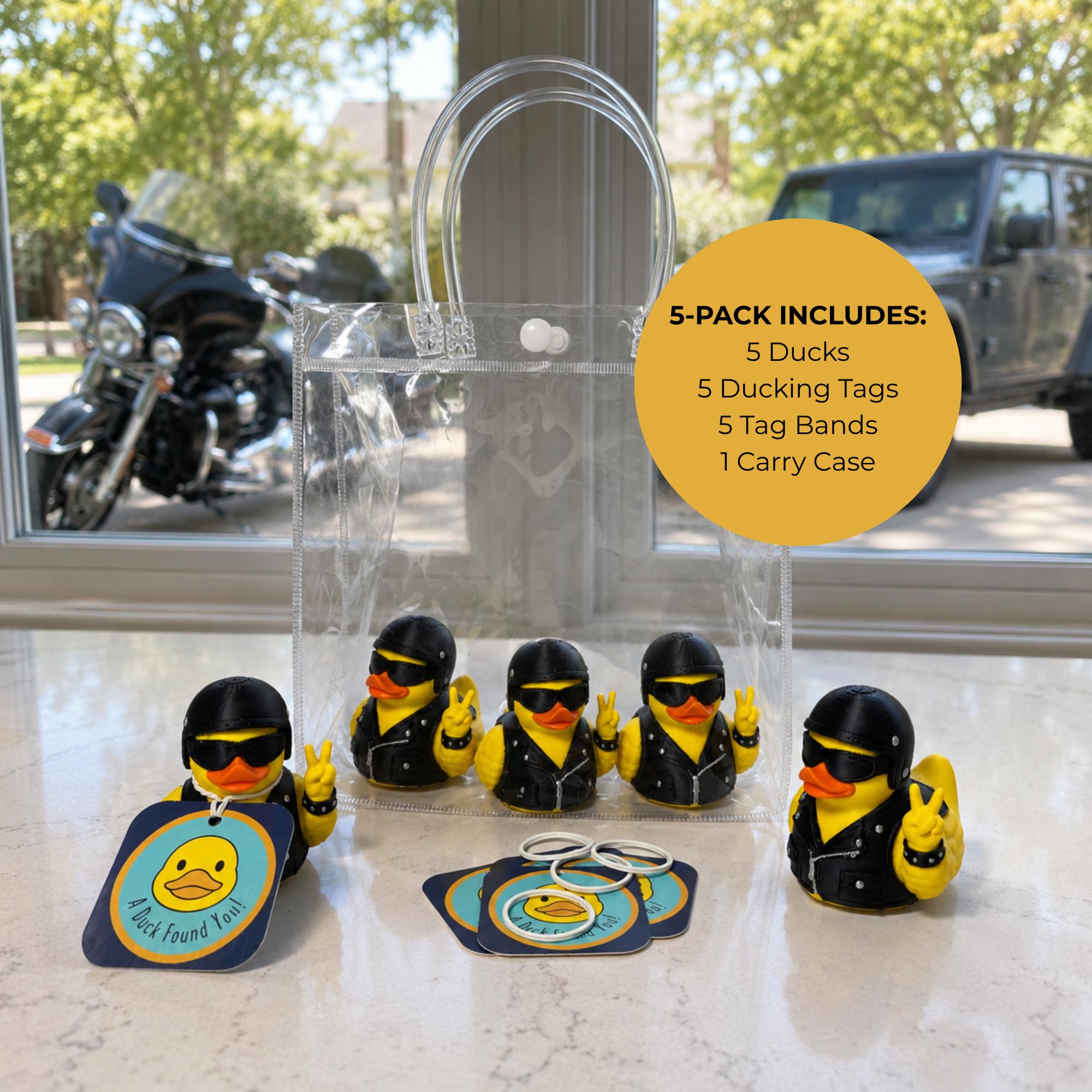 Motorcycle Duck Figurine – Biker Dashboard Ornament with Helmet Design