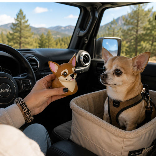 Cute Chihuahua Figurine Dashboard Dog Decoration Car Accessory Gift Dog Lover Desk Companion 3D Printed Puppy Statue Small Pet Collectible Kawaii Animal Design Expressive Eyes Sculpture Chihuahua Owner Gift Office Decoration Vehicle